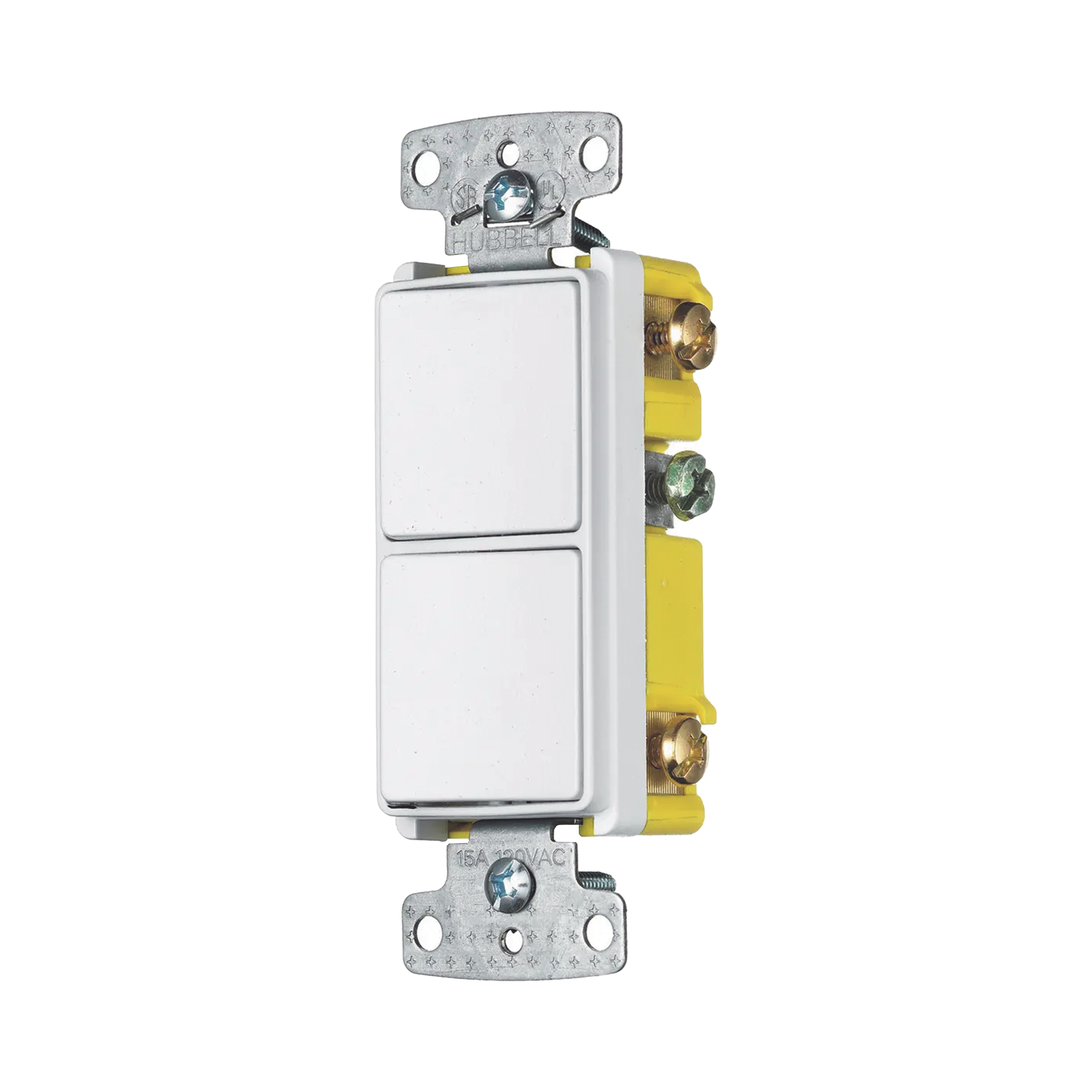 Interruptor Residencial 15 A 120-277 V, 1 Polo 3 VÃas, Cableado lateral, Color Blanco.