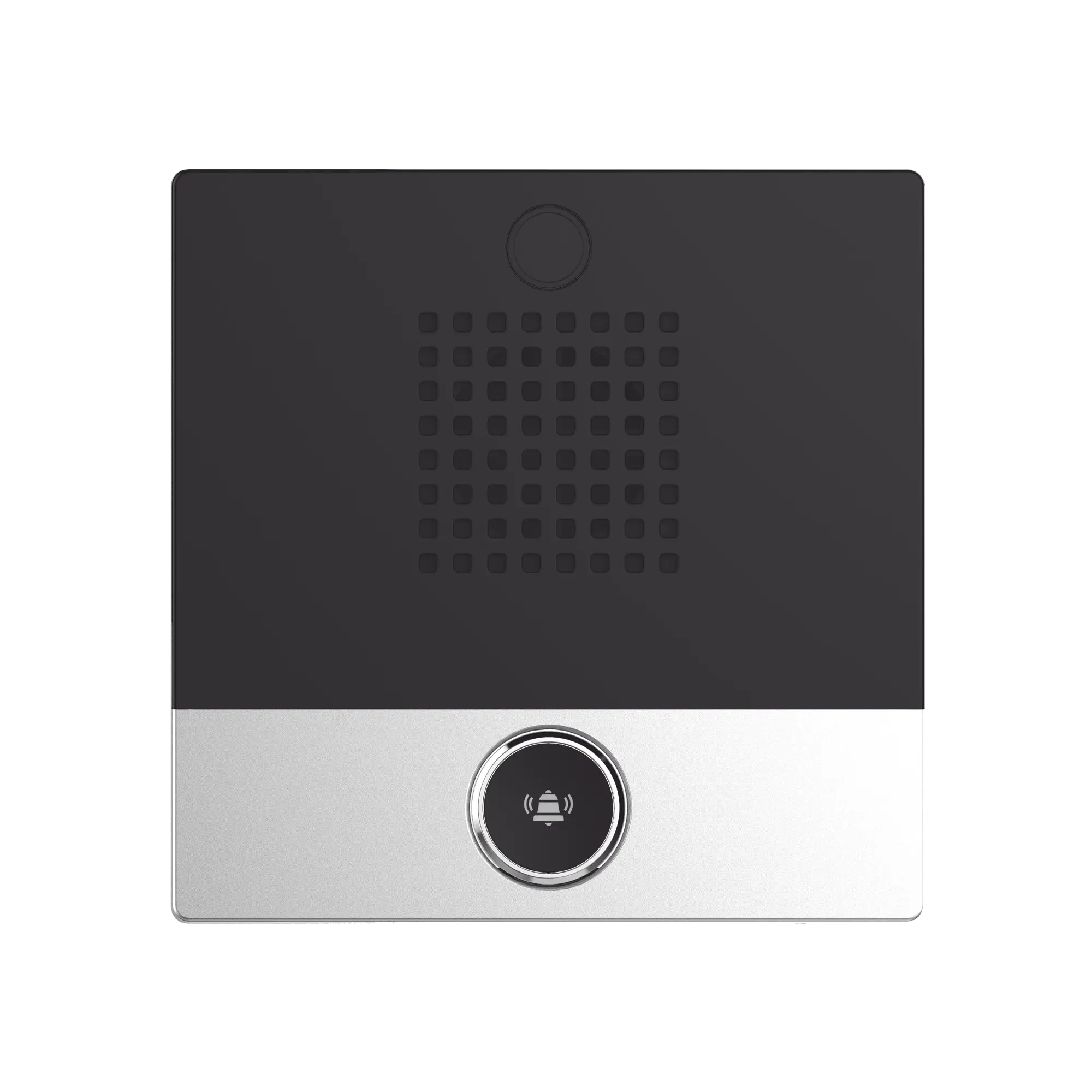 Mini Intercomunicador para hotelerÃa y hospitales, con diseño elegante, PoE, 1 botón, 1 relevador integrado de salida y entrada.
