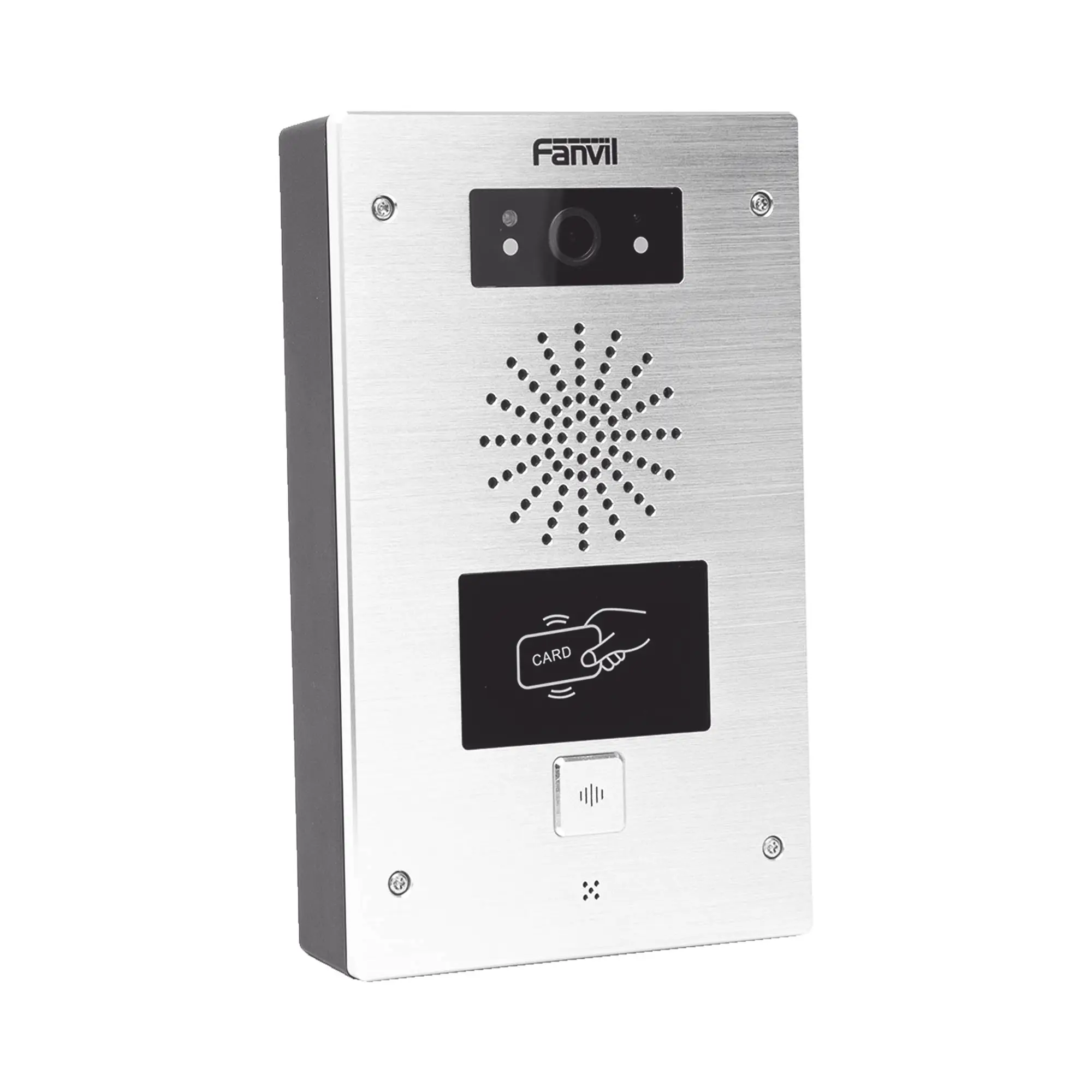 Video portero IP, 2 lÃneas SIP, 2 relevadores, lector de tarjeta RFID, Compatible con NVR Hikvision por Onvif, con botón para llamada, anti-vandálico, PoE, IP65 e IK10, PoE