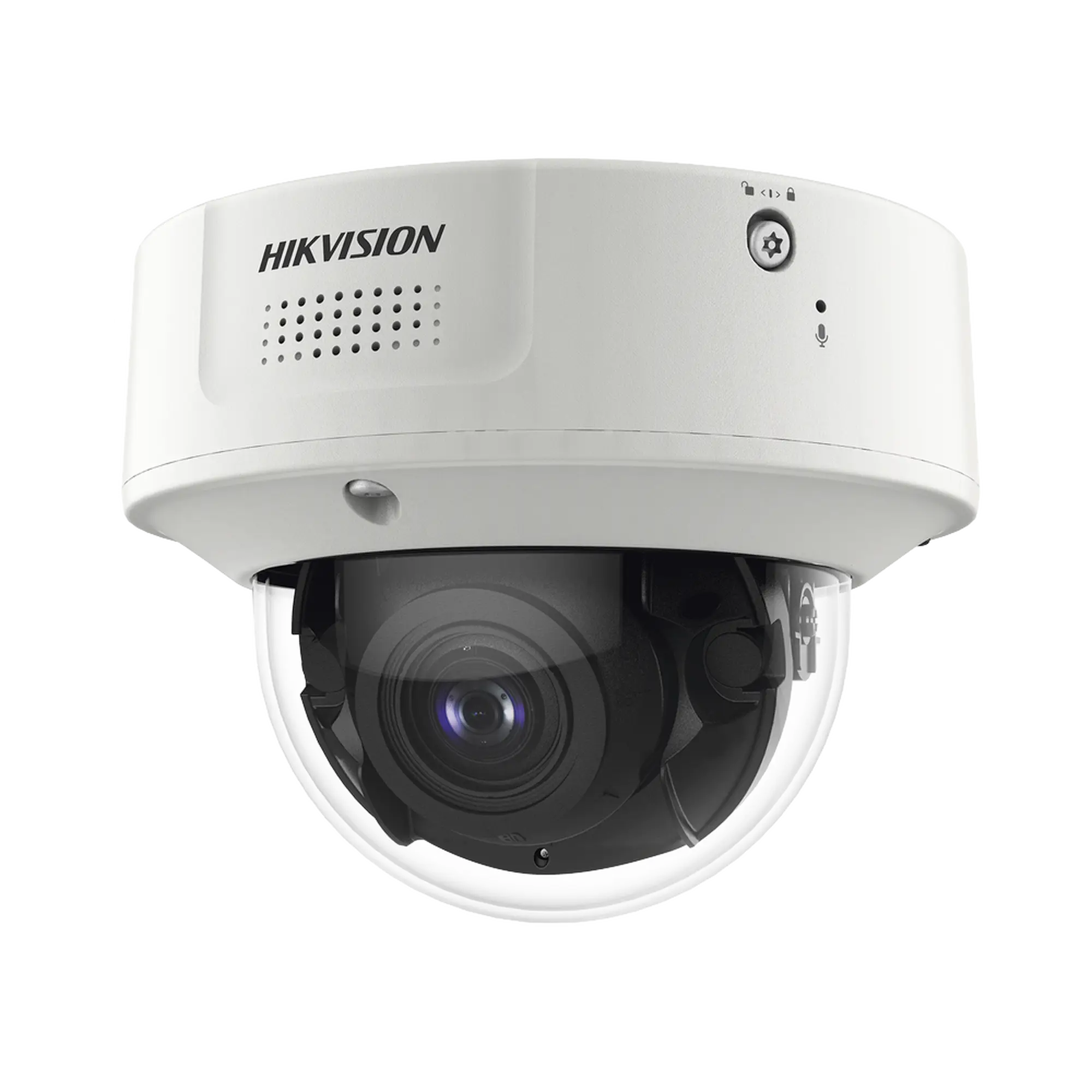 Domo IP 4 Megapixel / Lente Mot. 2.8 a 12 mm / 40 mts IR EXIR / IK10 / IP67 / H.265+ / WDR 140 dB / Captura Facial / DeepinView / Búsqueda por Atributos / 2 Micrófonos Integrados / Micro SD