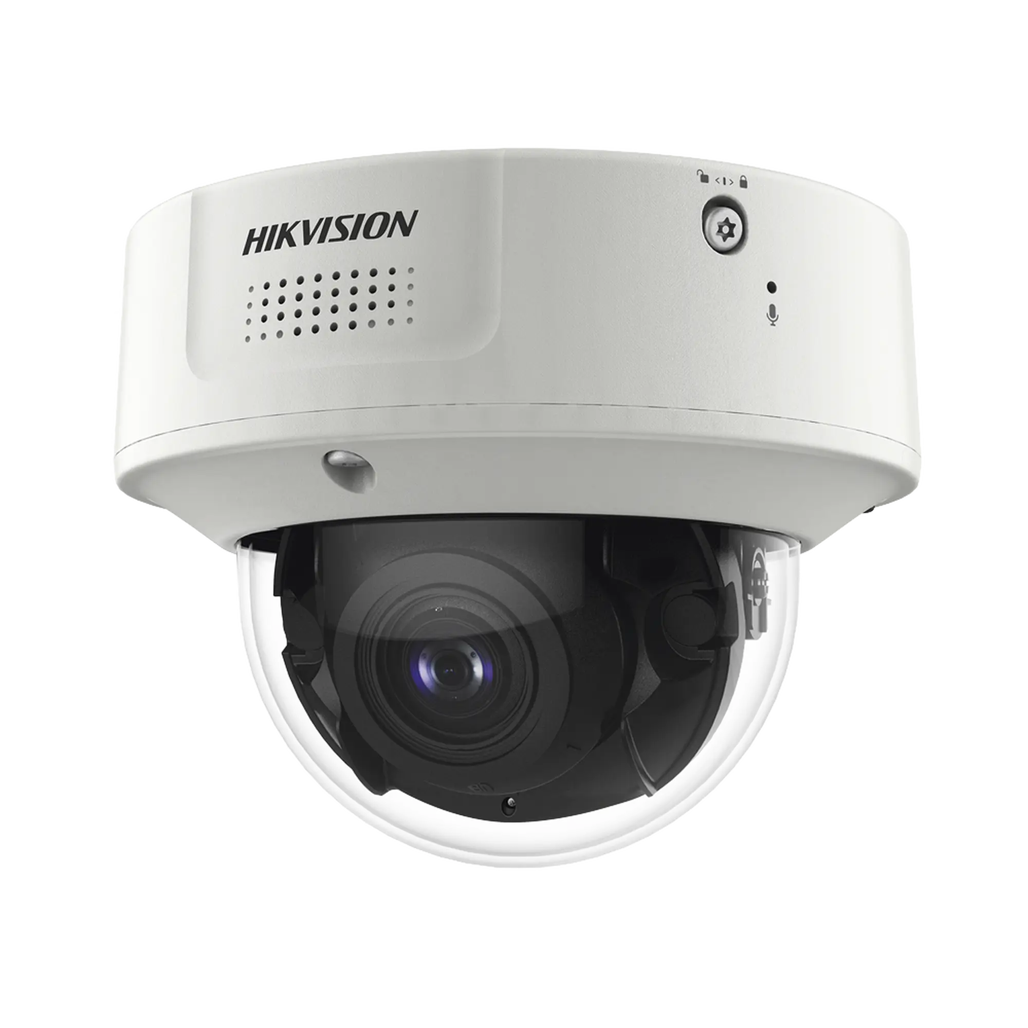 Domo IP 4 Megapixel / Lente Mot. 2.8 – 12 mm / 40 mts IR EXIR / IP67 / IK10 / H.265+ / Conteo de Personas por Detección de Rostro (Base de Datos) / WDR 140 dB / DeepinView / 2 Micrófonos Integrados