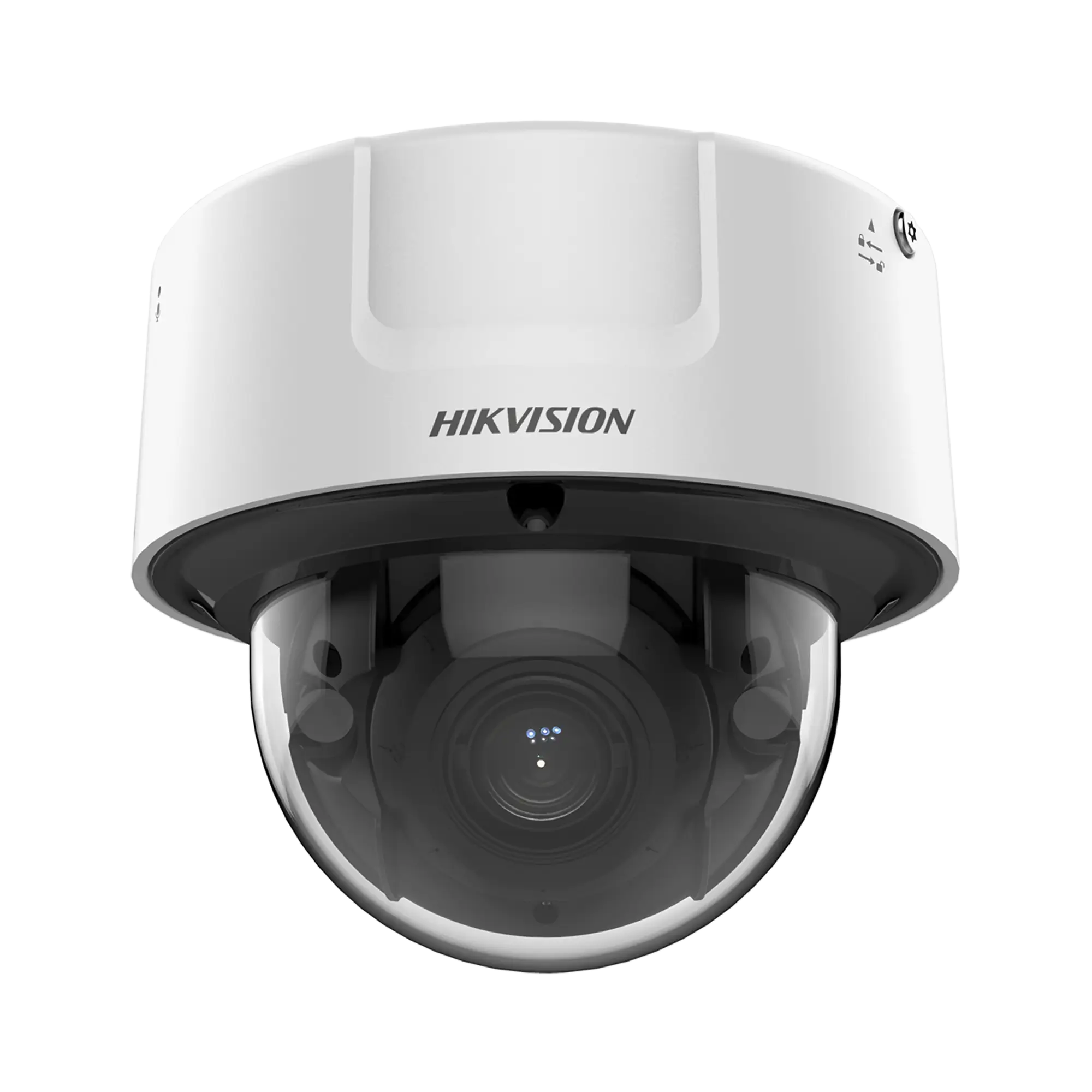 Domo IP 8 Megapixel / Lente Mot. 8 a 32 mm / DARKFIGHTER / WDR 120 dB / IK10 / IR 30 mts / Conteo Facial / Detección Facial / Interior / PoE / Búsqueda por Atributos / Micrófono Integrado / MicroSD