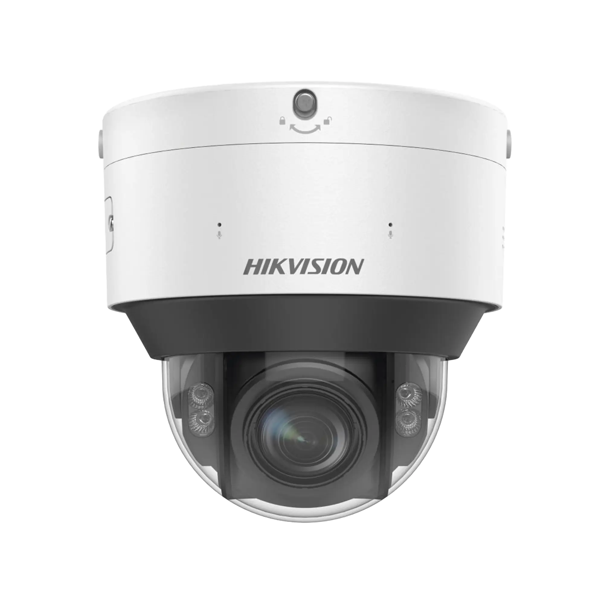 Domo IP 8 Megapixel / Lente Mot. 2.8 – 12 mm / Dual Light (30 mts IR + 30 mts Luz Blanca) / IK10 / IP67 / Reconocimiento Facial / WDR 140 dB / DeepinView / Búsqueda por Atributos / Heat Map / ACUSENSE / DARKFIGHTER S / Audio de Dos Vías