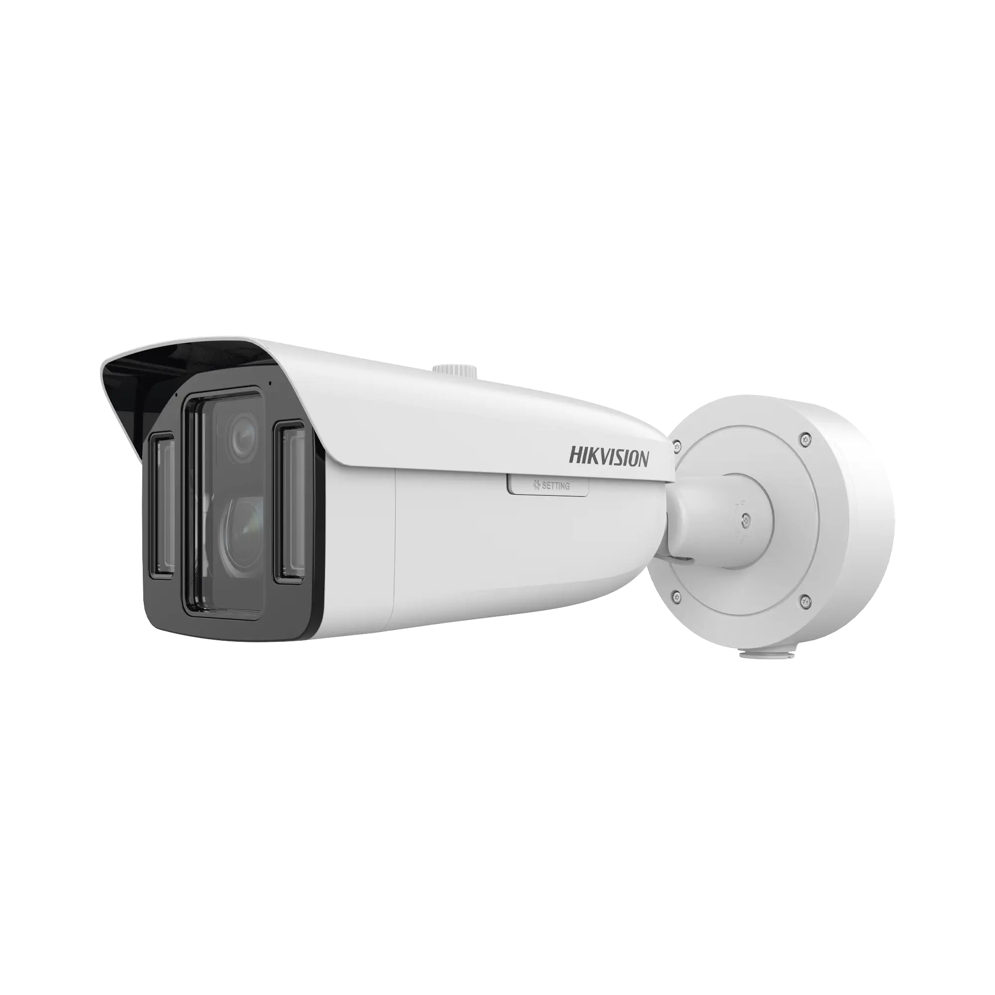 [TandemVu] Bala IP Dual 4 Megapixel (2 Lentes) / Lente Fijo (4 mm / ColorVu) y Lente Mot. (5 a 20 mm / DarkFighter X) / Luz Dual (IR y Luz Blanca) / IP67 / IK10 / Reconocimiento Facial / ACUSENSE / WDR 140 dB / DeepinView / Búsqueda por Atributos