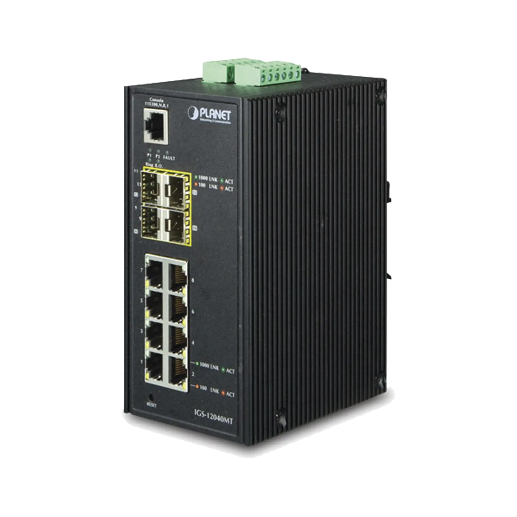 Switch Industrial Administrable de 8-Puertos 10/100/1000T + 4-Puertos 100/1000X SFP