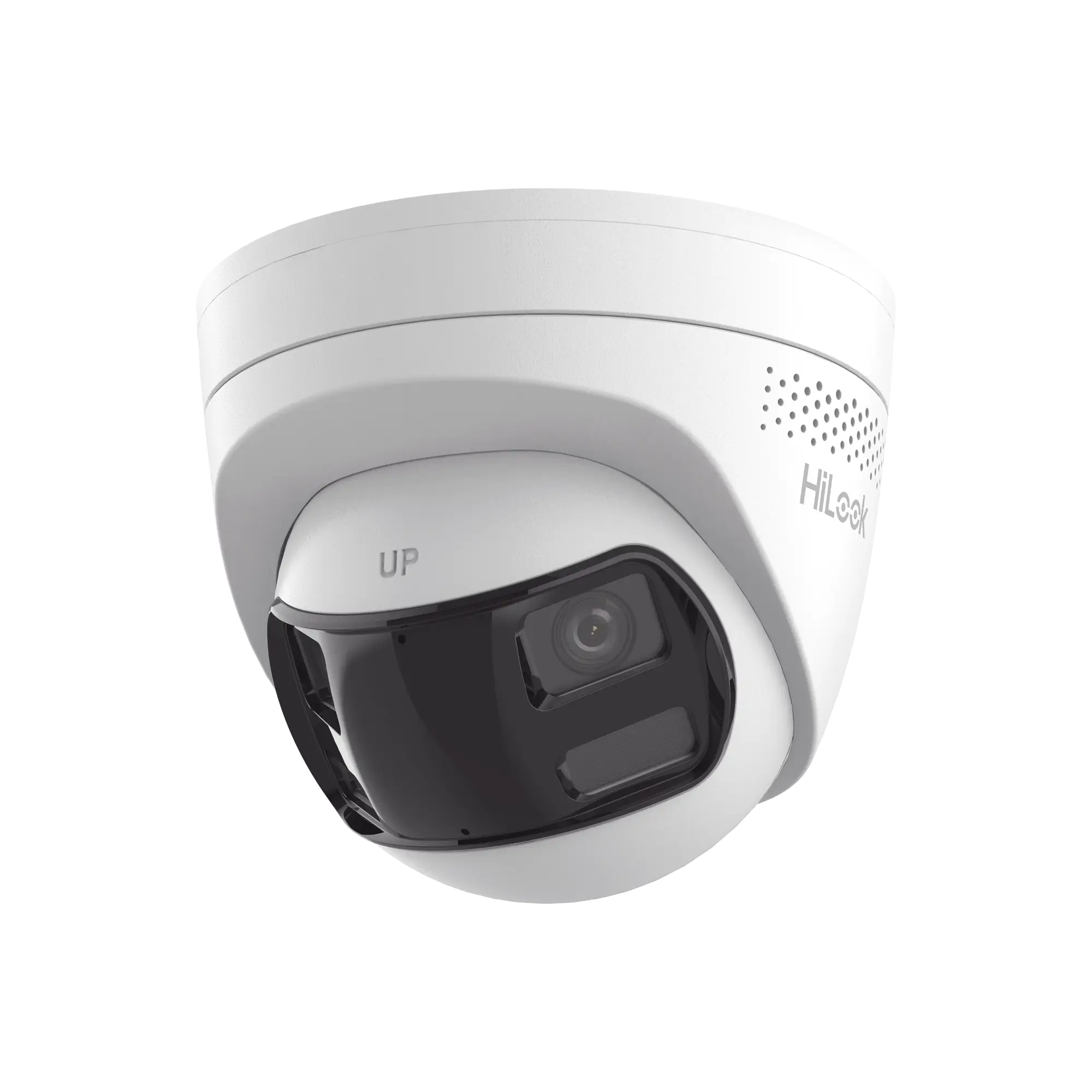 [Dual Light] Turret IP 6 Megapixel / Imagen Panorámica 180°/ PoE / Micrófono y Bocina Integrado / Exterior IP67 / Audio Bidireccional / Alarma Visual y Auditiva Integrada / Smart Supplement Light / Micro SD 512 GB