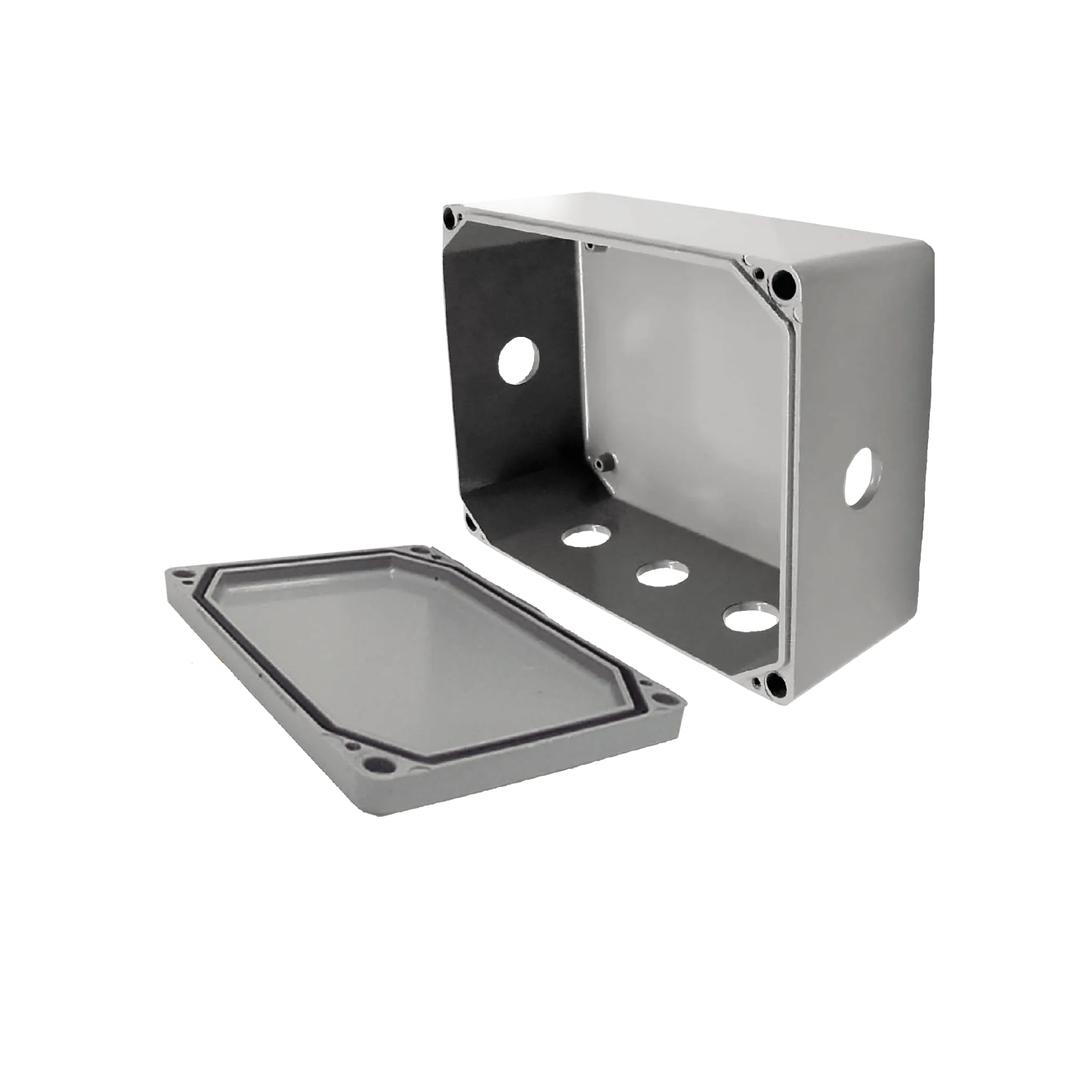 Caja de Unión de Aluminio con 6 salidas de 3/4″ / Orificios 1 Izq – 1 Der – 4 en la parte inferior.