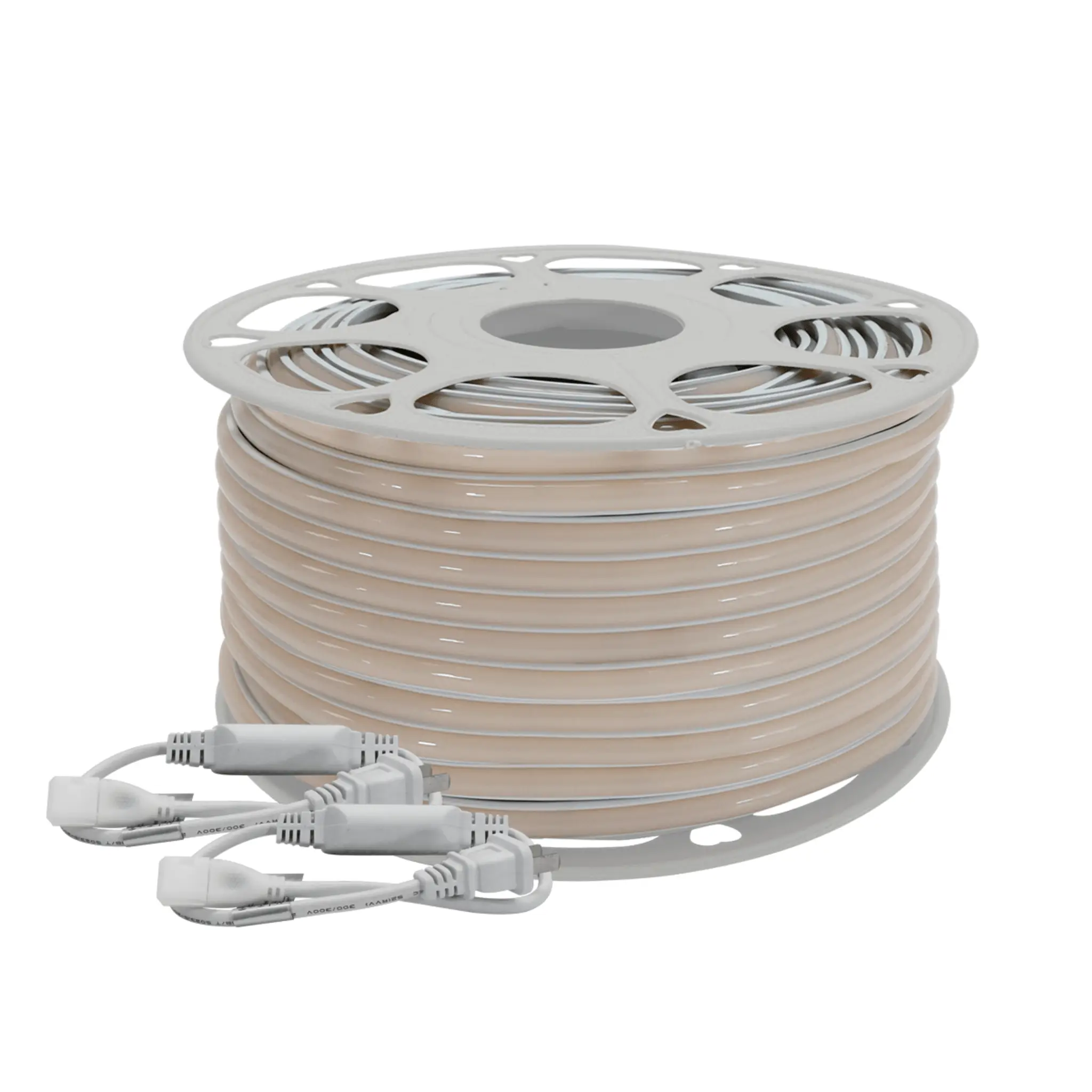 Manguera LED Luminosa Blanca de Resina Transparente y Flexible / Para uso Interior o Exterior / Carrete de 50 m/ 110V CA 4.2 A/ 500 W Potencia / T.C.C. 6500 K.