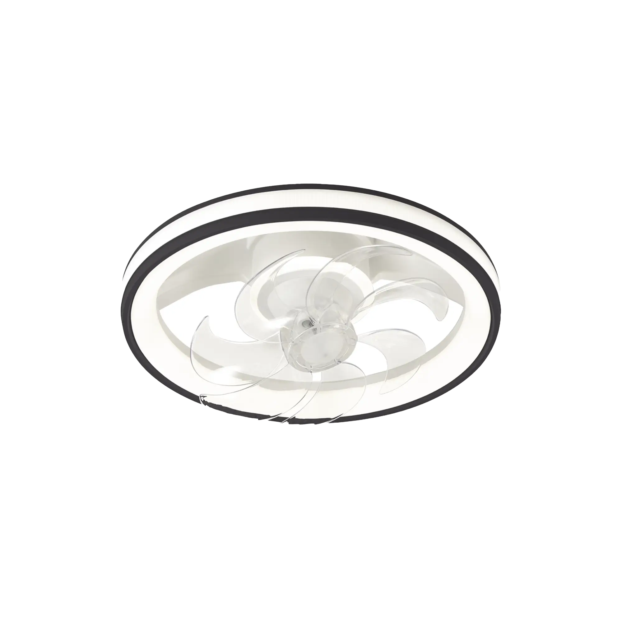 Ventilador de Techo con Luminario LED de 110 V CA 50/60 Hz / 88 W /4500 Lm / 6500 – 4 000 – 2 700 K /3 Tonos de Luz / 501 mm / 6 Velocidades / Dimeable / Color Blanco y Negro.
