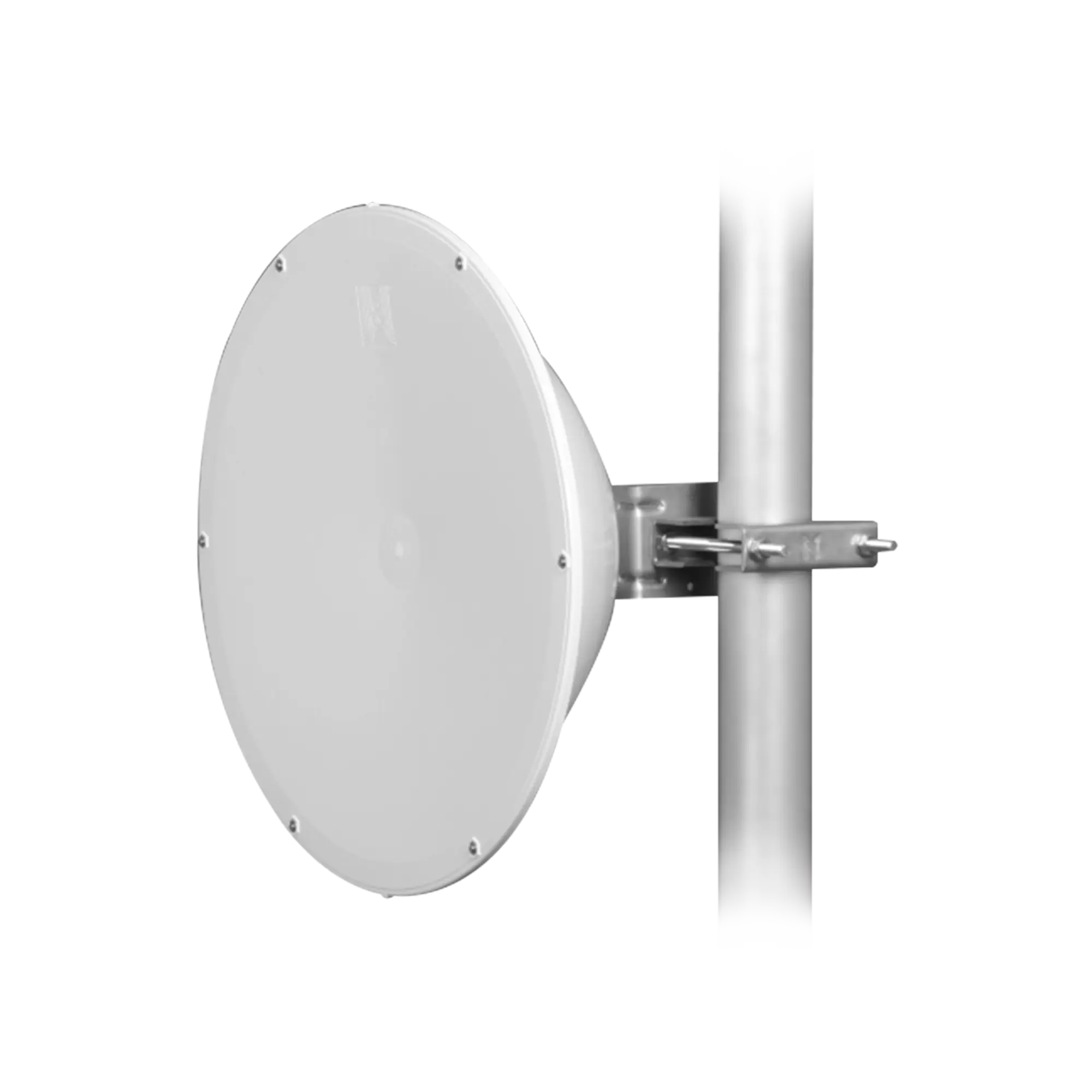 Antena direccional de Alto Rendimiento/ Parábola profunda para mayor aislamiento al ruido / 24.5 dBi / (4.9 – 6.4 GHz) / Conectores N-Hembra / Fácil Montaje y Soporte de acero inoxidable / Radomo Incluido