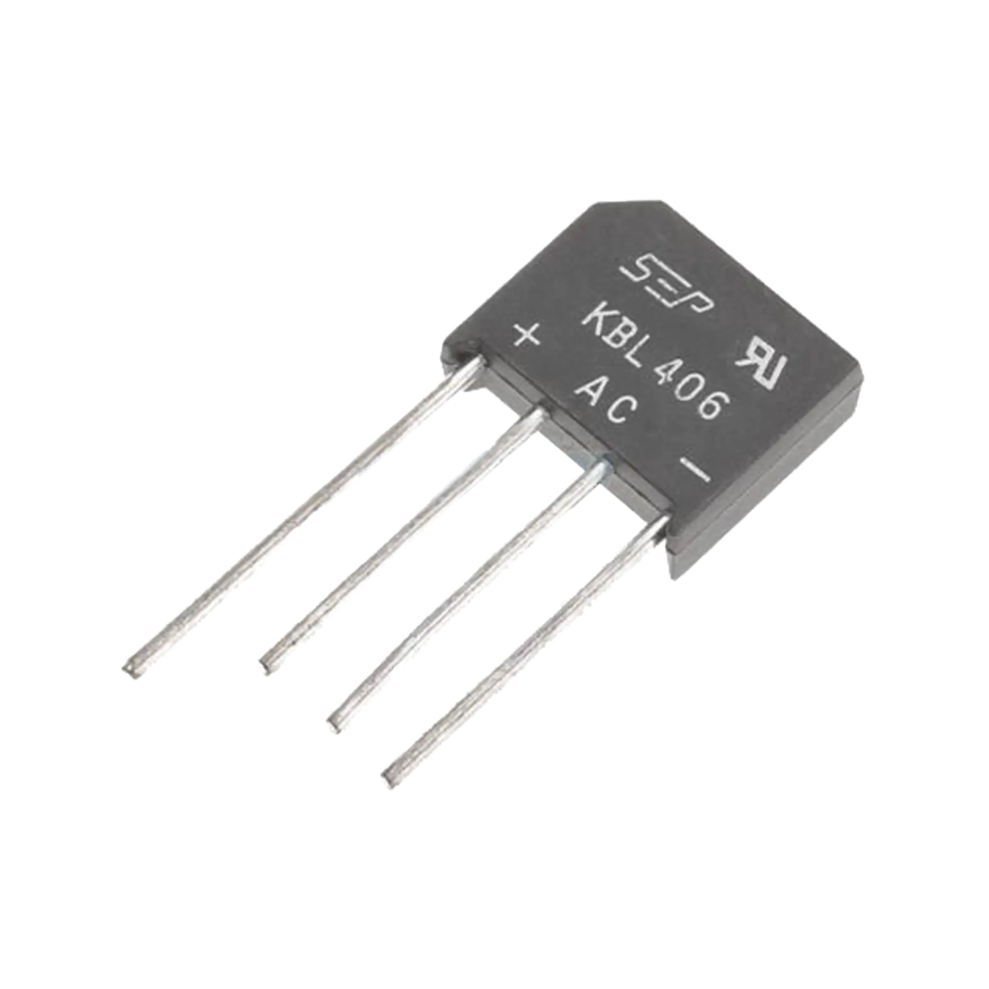 Puente Rectificador de Silicio, 4 Amp. 600 Volt, Fase Sencilla, Encapsulado KBL.