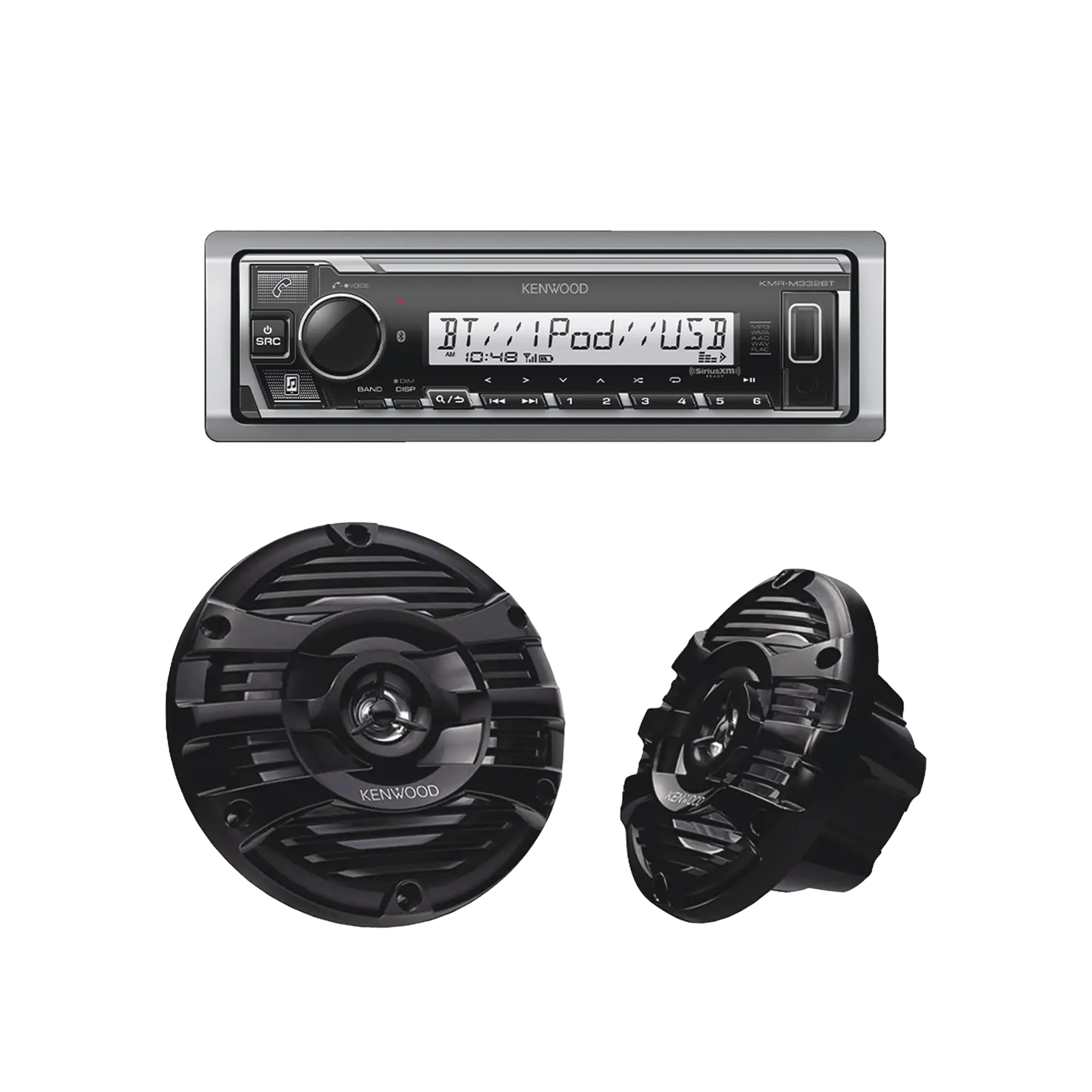 Kit de estéreo con Bluetooth KMR-M332BT | más Par de bocinas KFC-1653MRB