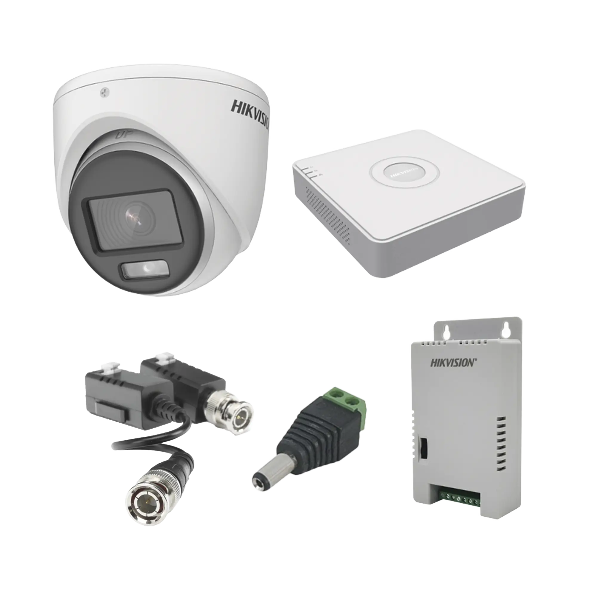 KIT COLORVU TURBOHD 1080pLite / DVR 4 Canales / 4 Cámaras Eyeball (exterior) / Transceptores / Conectores / Fuente de Poder Profesional