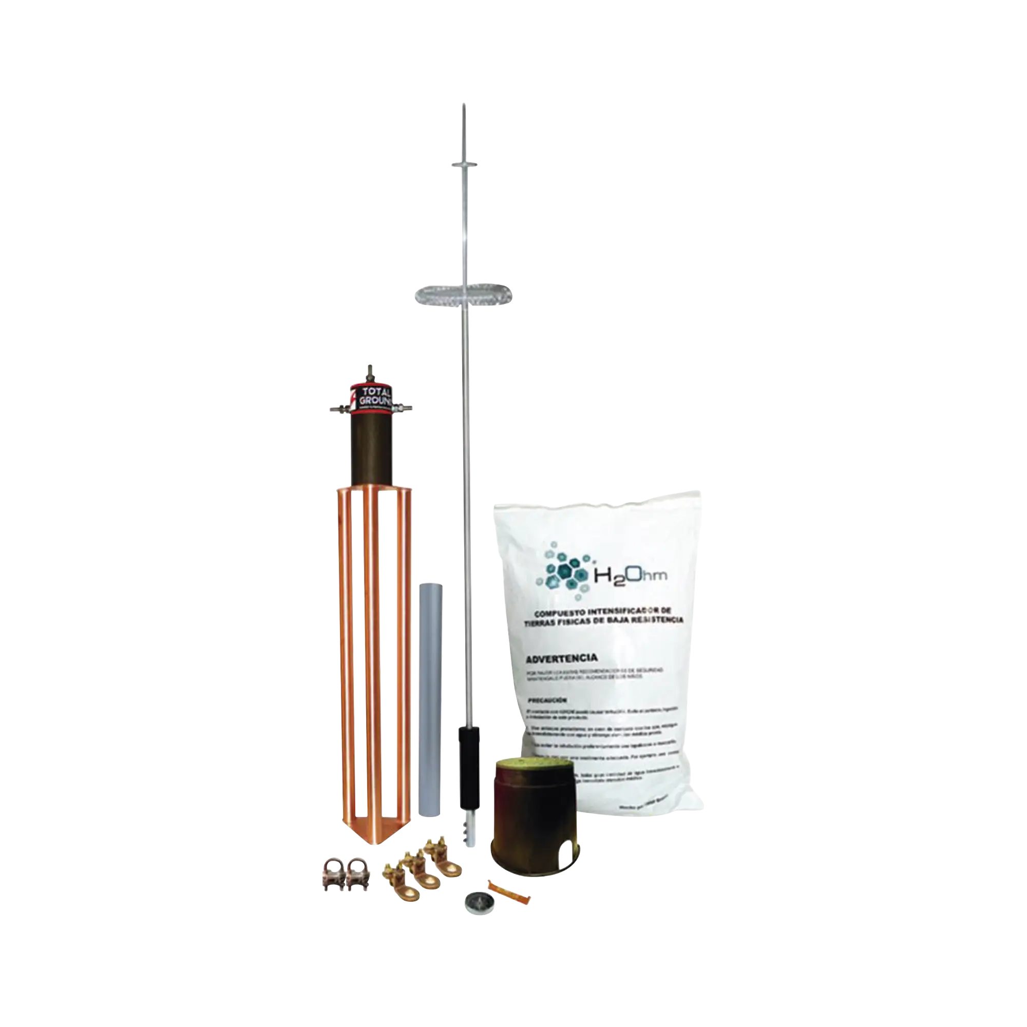 Kit de Pararrayo para Torre o Poste tipo Dipolo Corona con Electrodo y Accesorios de instalación.