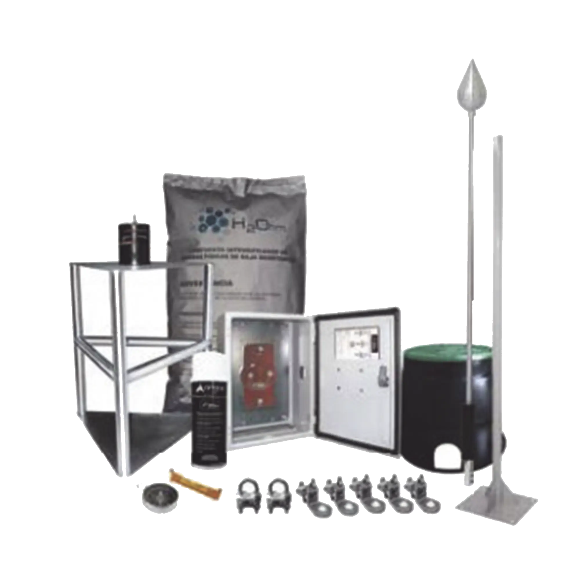 Kit Pararrayo con Accesorios de Instalación, Fabricado en Acero Inoxidable con Protección de Diámetro de 200m.