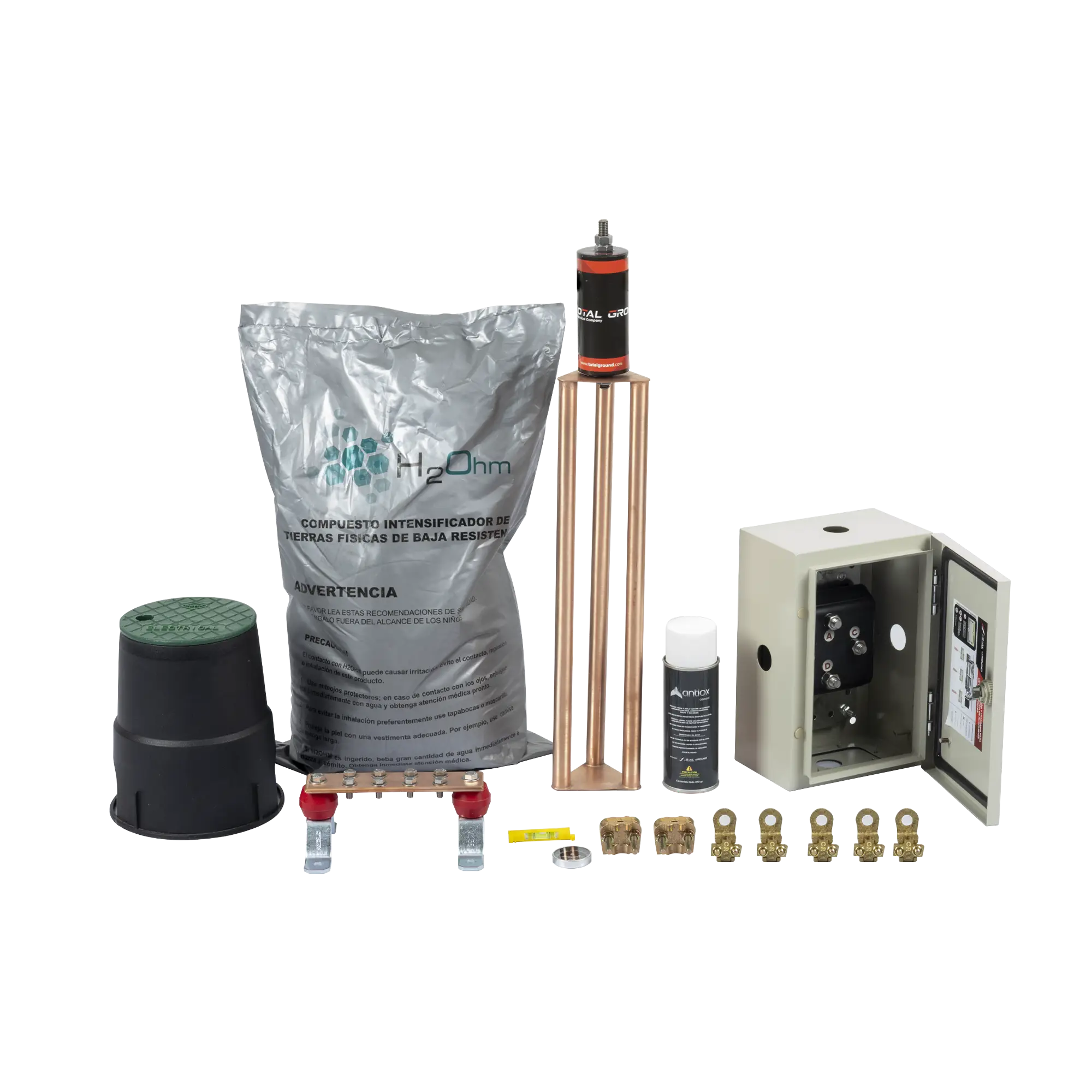 Kit de Tierra Física Con Electrodo Magnetoactivo Capacidad Max: 400 AMP