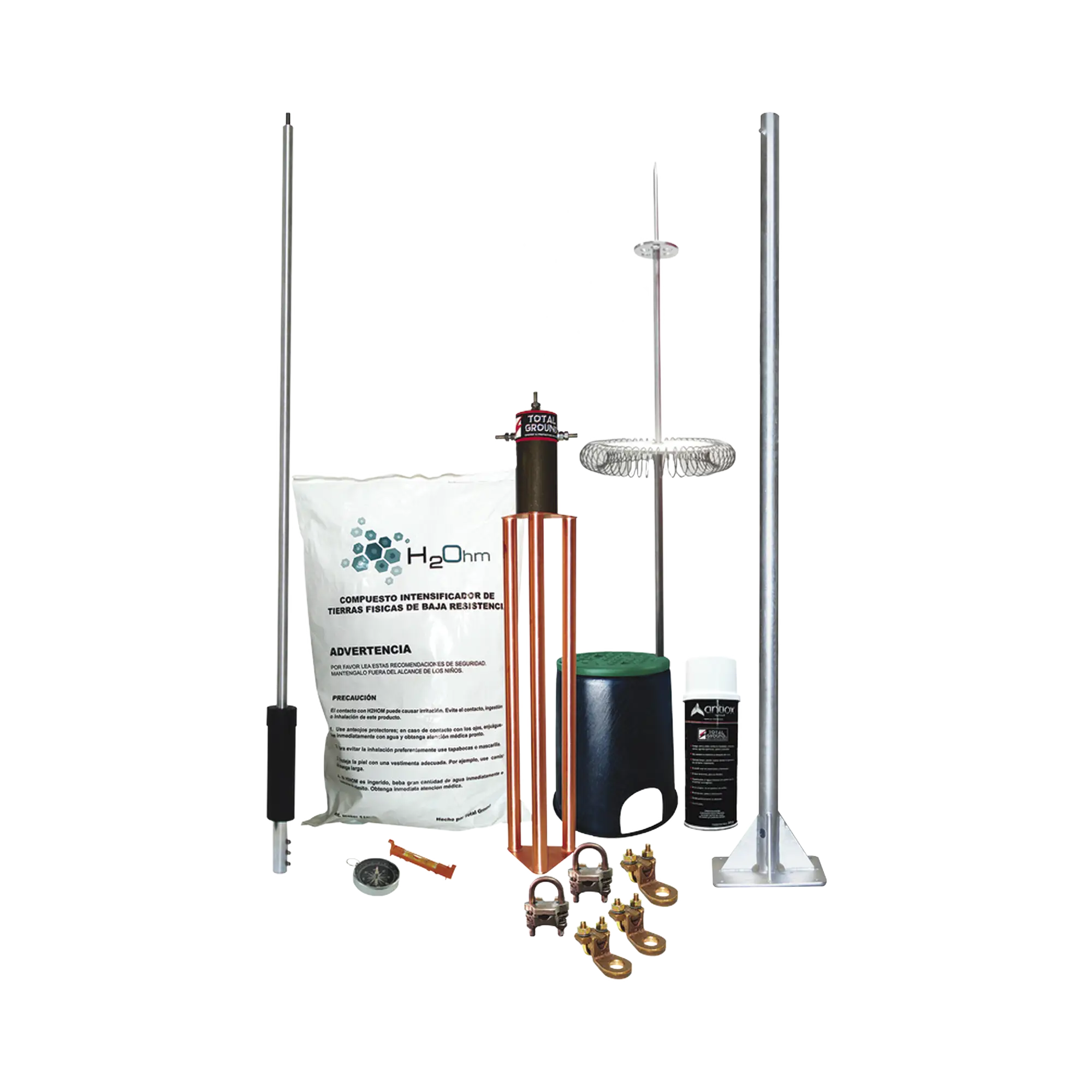 Kit de Pararrayo Dipolo con Electrodo y Accesorios de Instalación para Techo.