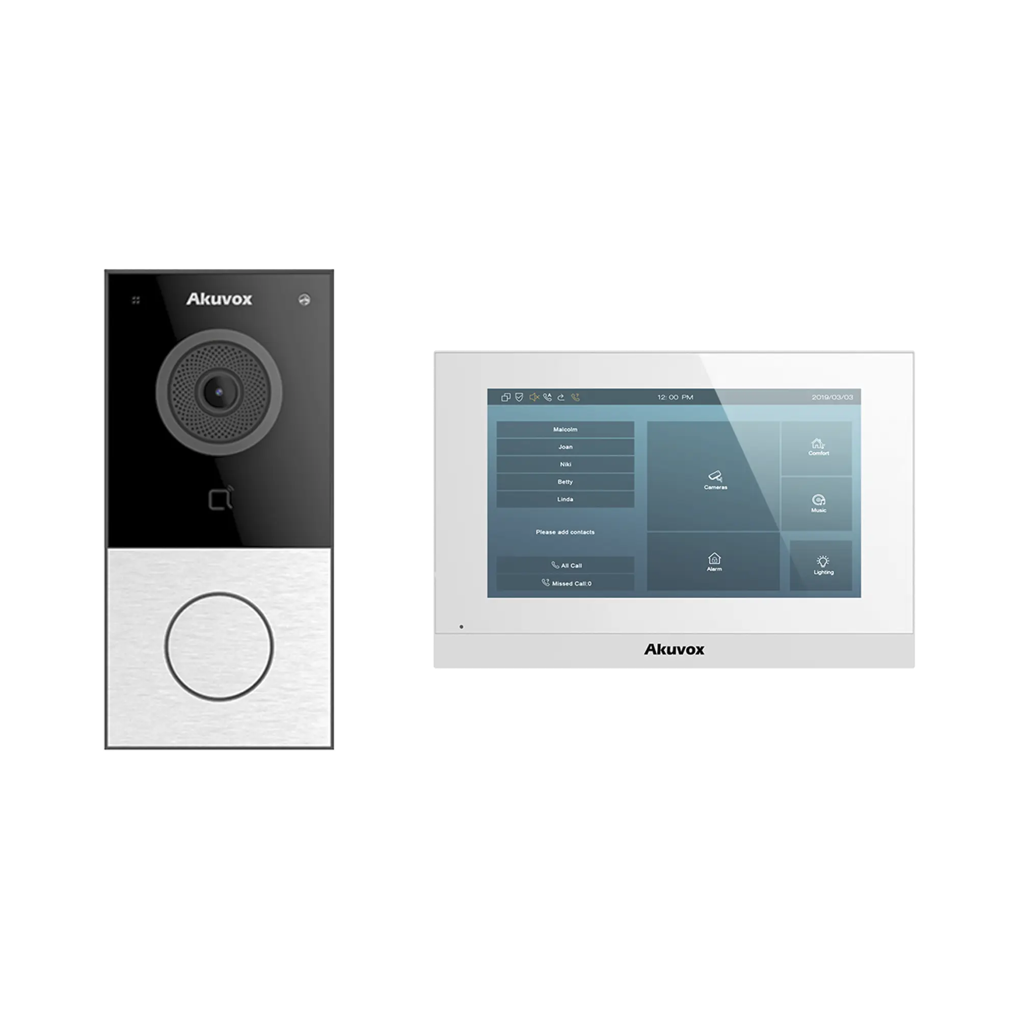 Kit de Videoportero Akuvox WIFI/ Monitor Linux de 7 Pulgadas/ 100% en la Nube / POE / Bluetooth / NFC / Lector de Tarjetas MIFARE / ONVIF / IP65 / Cámara 2 MP / Botón con Iluminación / Control de 1 Puerta / Entradas de Alarma