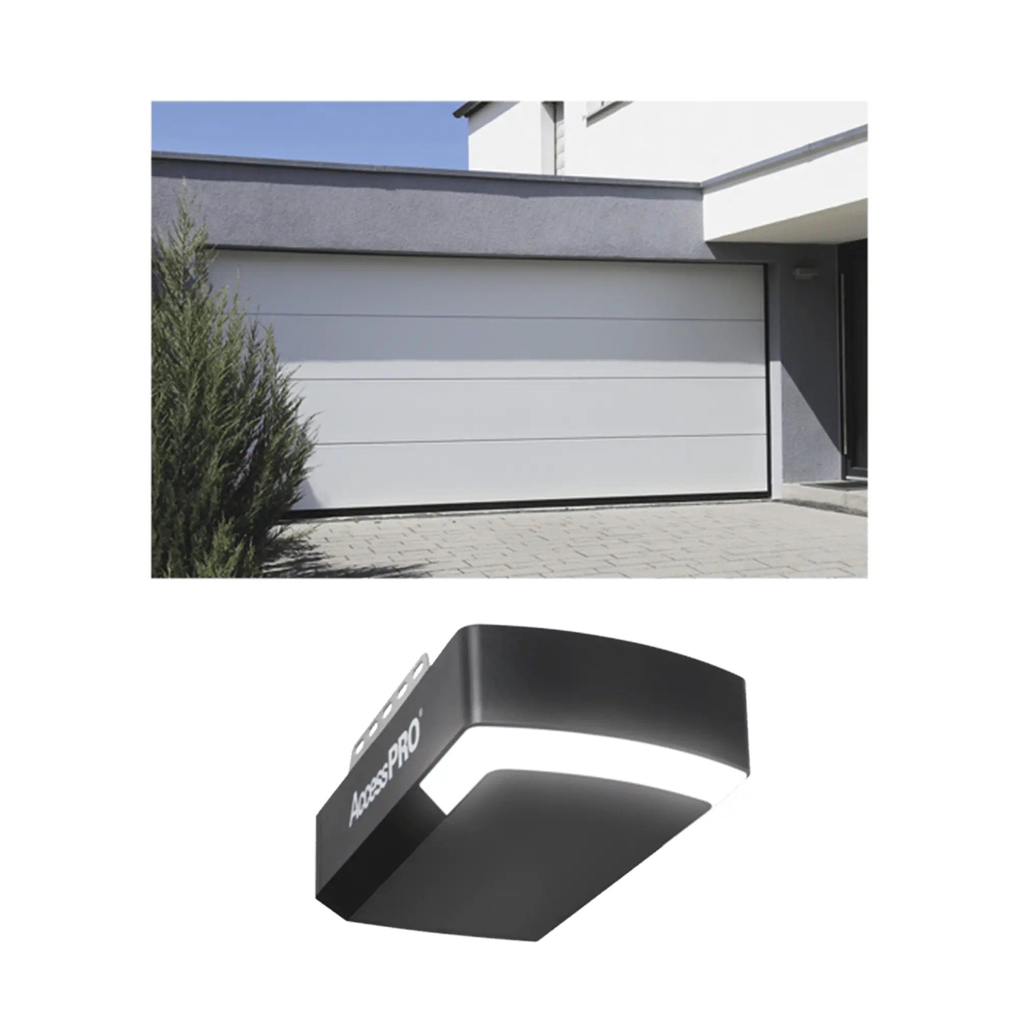 KIT COMPLETO Puerta D/ Garage 10×9 Pies / Lisa Linea Central / Color blanco / Insulada / Incluye Motor FS1000APPRT / 1/2HP / Fuerte/Silencioso/Luz LED/Motor DC .
