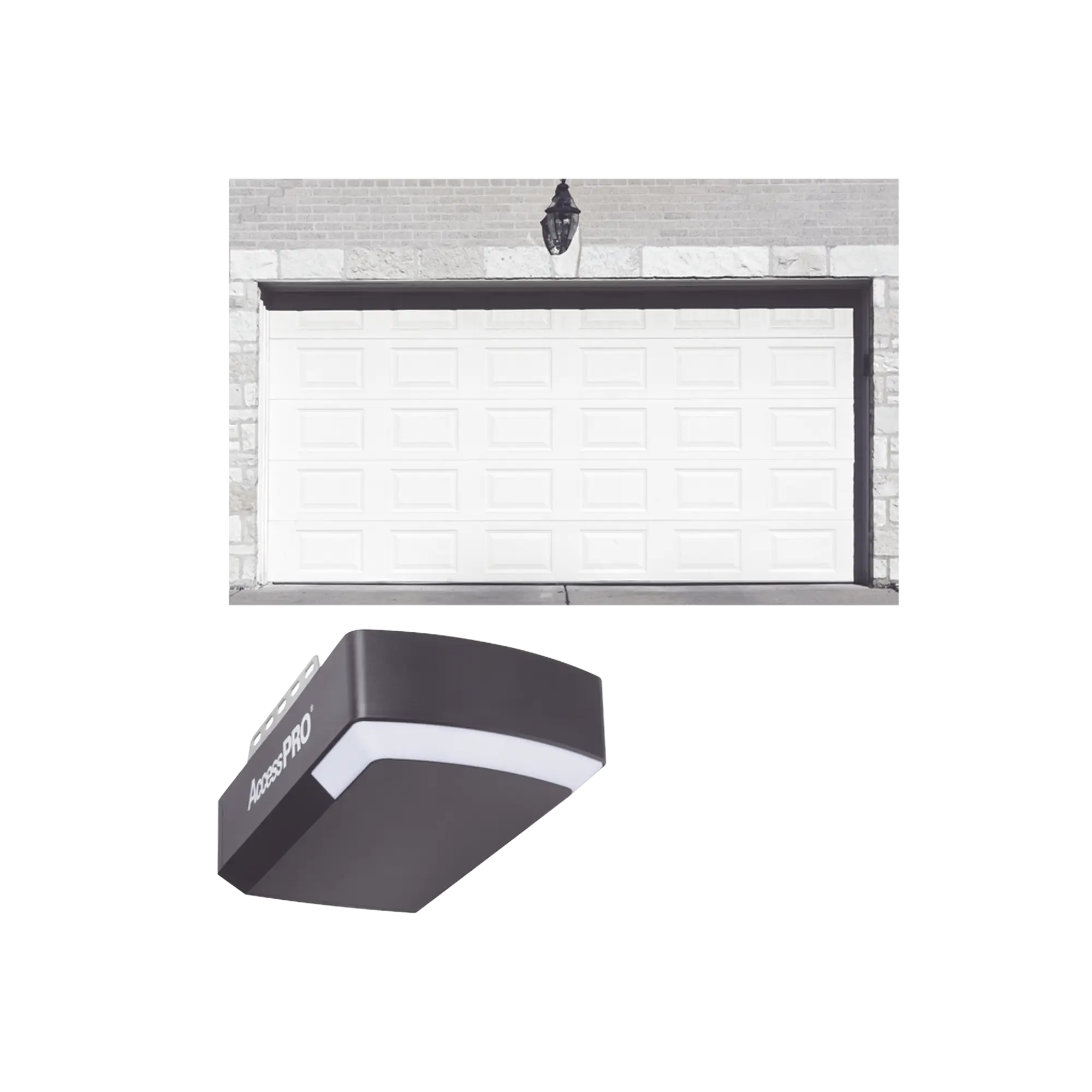 KIT COMPLETO Puerta D/ Garage 12×8 Pies / Cuadro Corto / Color blanco / Insulada / Incluye Motor FS1000APPRT / 1/2HP / Fuerte/Silencioso/Luz LED/Motor DC .