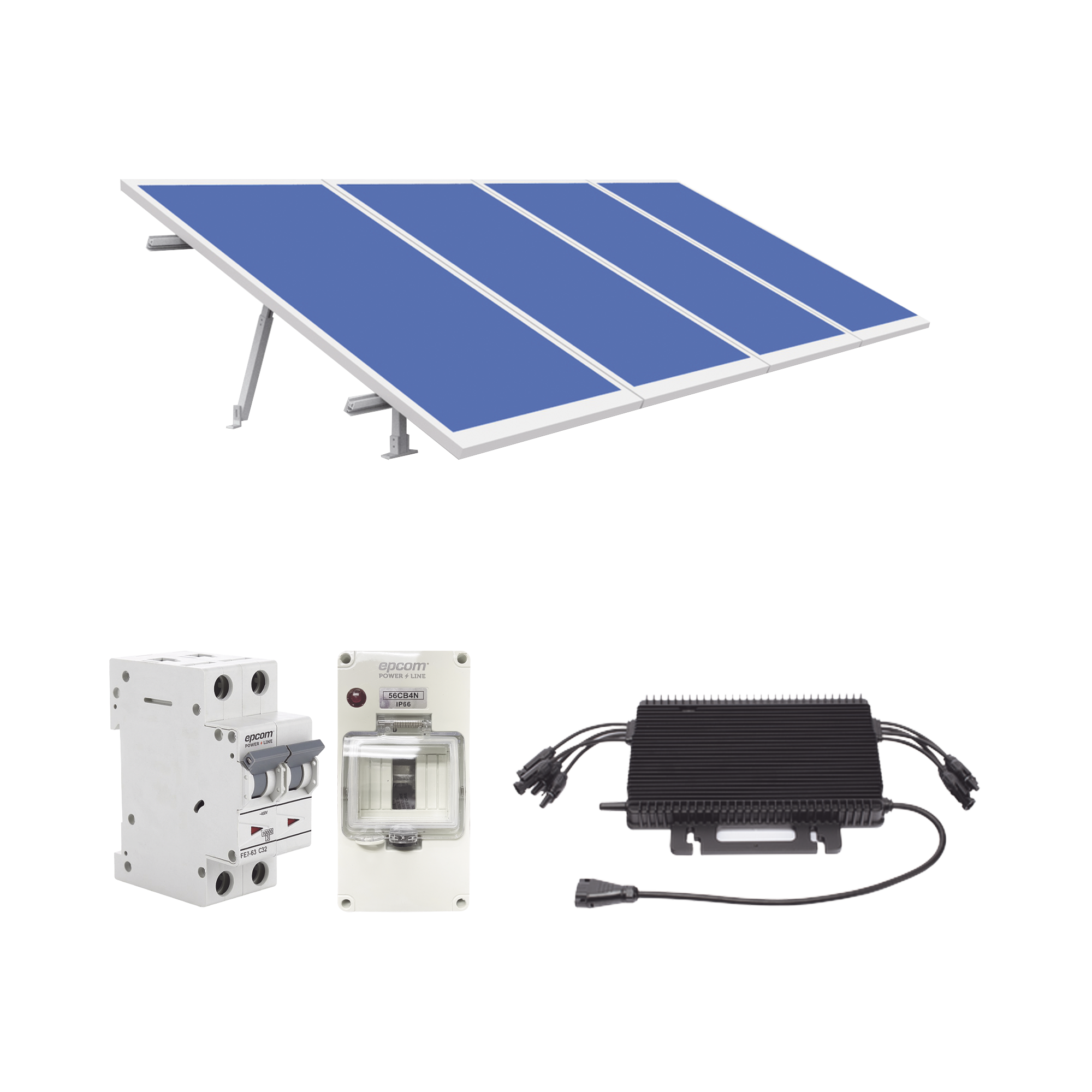 Kit Solar para Interconexión de 1.8KW de Potencia Pico 220Vca con Microinversor y 4 Módulos de 450 W (Incluye Montaje y Protecciones).