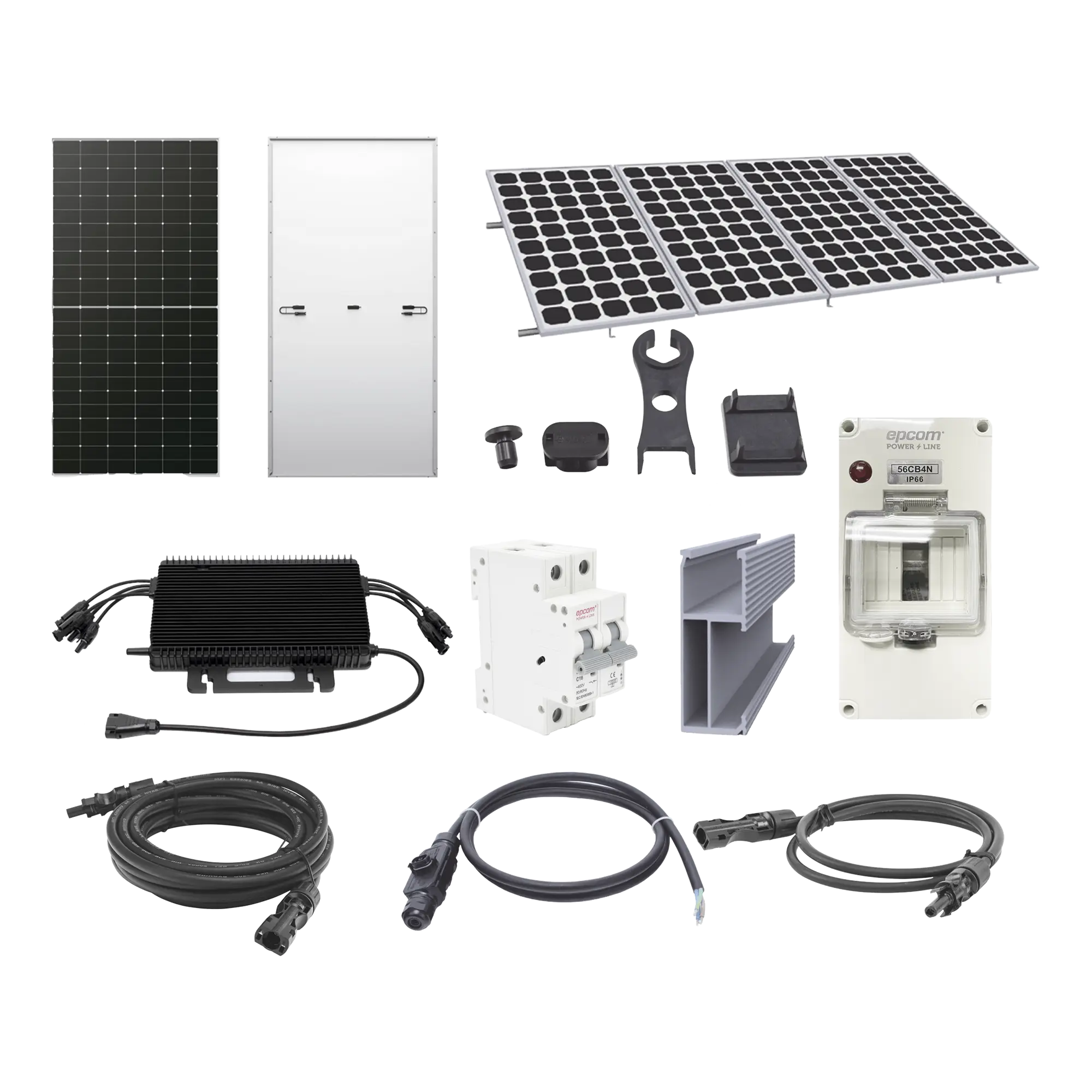 Kit Solar para Interconexi贸n de 2.2KW de Potencia Pico 220Vcc con Microinversor y 4 M贸dulos de 575 W (Incluye Montaje y Protecciones)