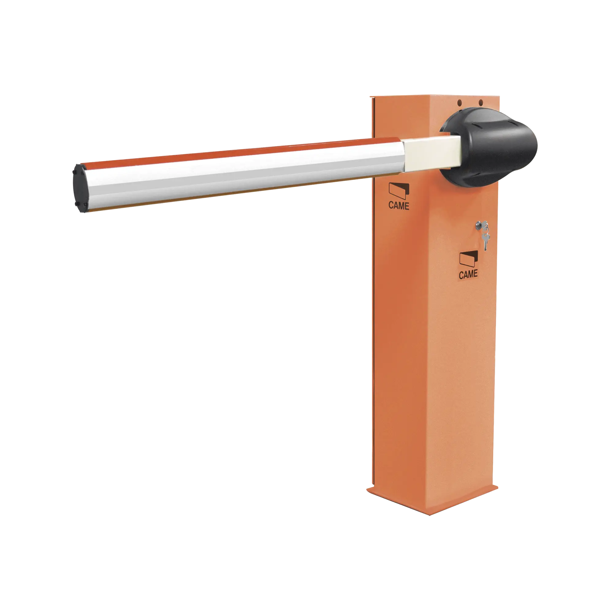 Kit de barrera vehicular CAME G3750 / Gabinete naranja / Incluye mástil de 4 metros sin iluminación / Incluye resorte 001G04060 (Resorte verde)