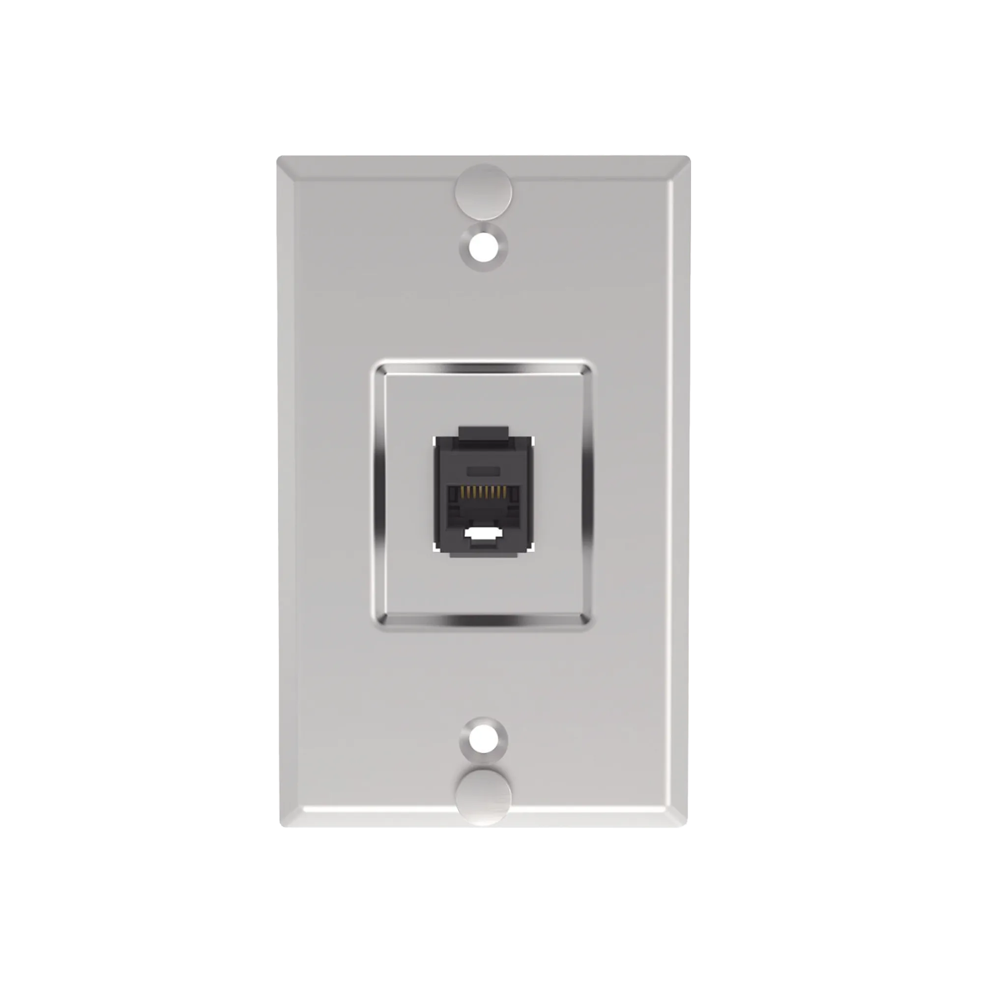 Placa de Pared Telefónica, Salida de 1 Puerto Keystone, Con Jack Cat6 Estilo 110 de Impacto, de Acero Inoxidable