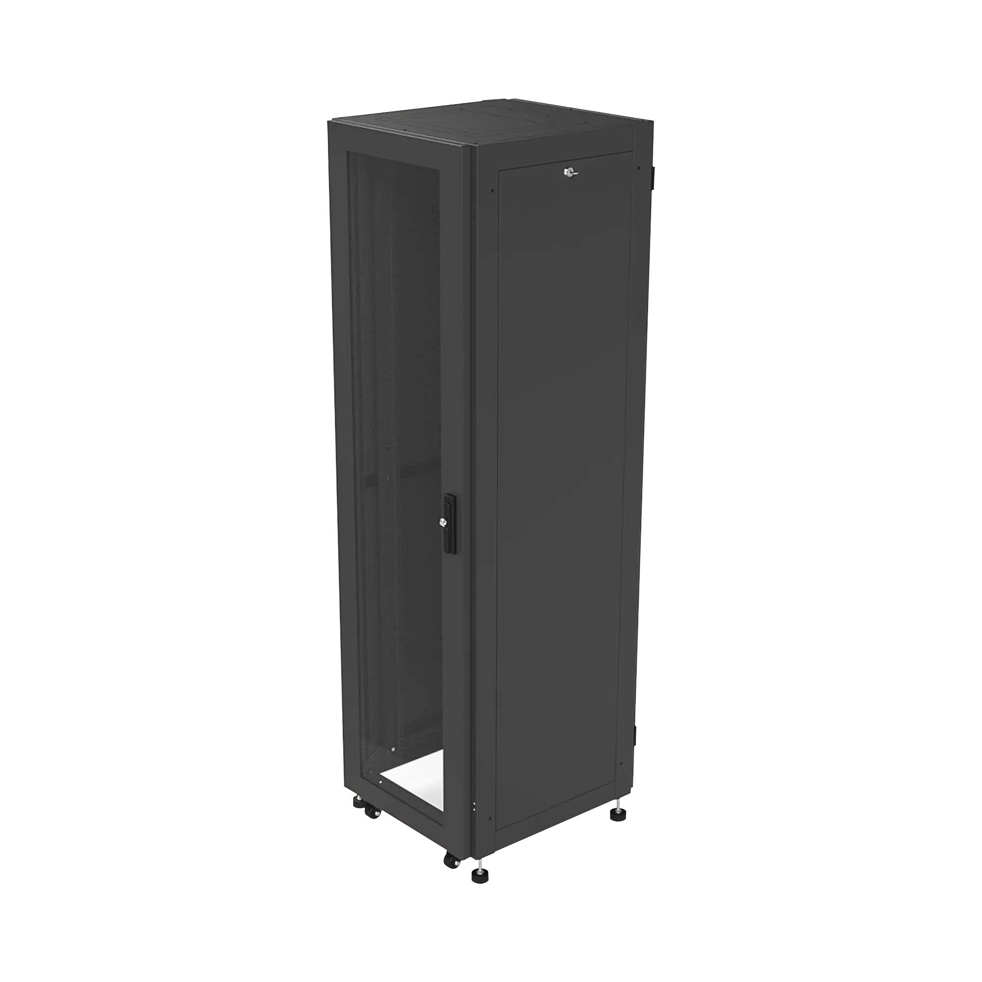 Gabinete para Telecomunicaciones Rack Estándar de 19″, 42UR, 600 mm Ancho x 600 mm Profundidad. Fabricado en Acero, Se envía el Gabinete Armado.