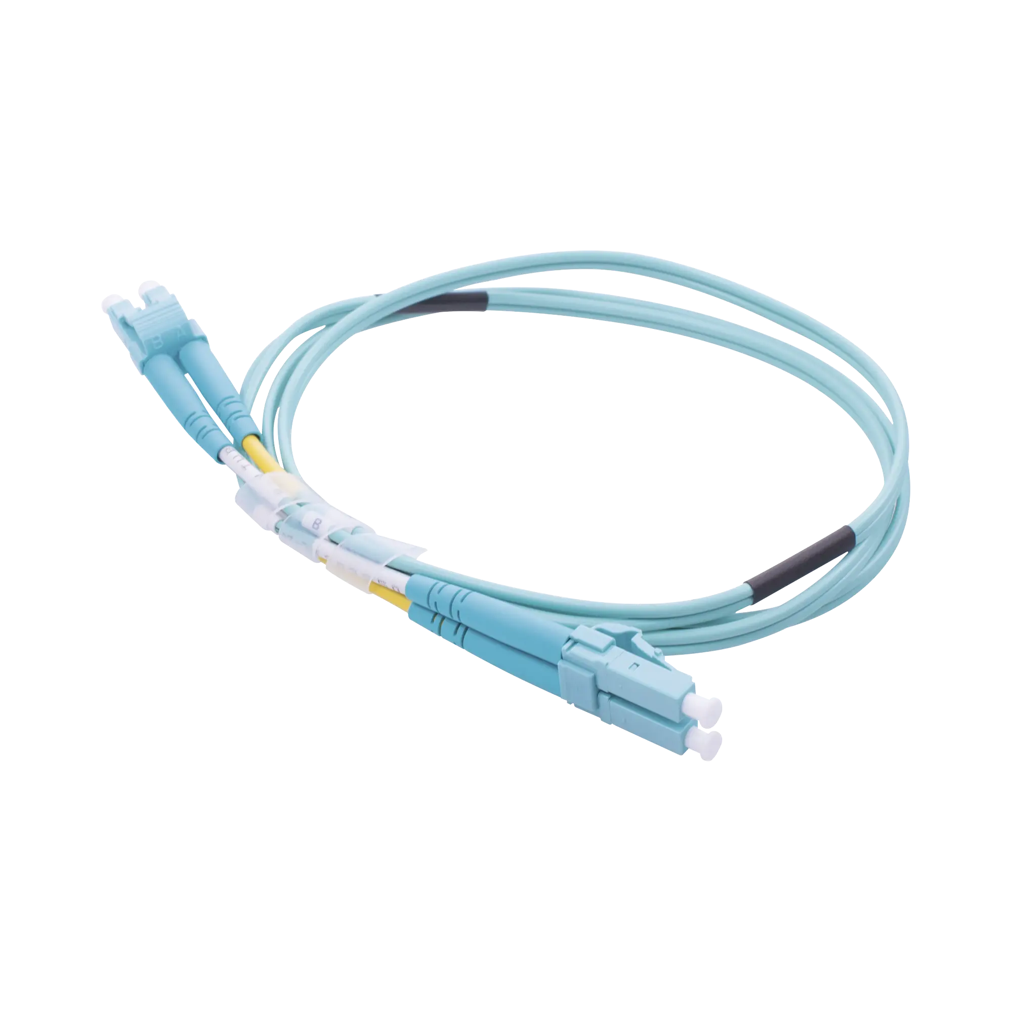 Jumper de Fibra Óptica Multimodo OM3 50/125 LC-LC OFNR (Riser), 2.0 mm, Dúplex, Aqua, 1 metro