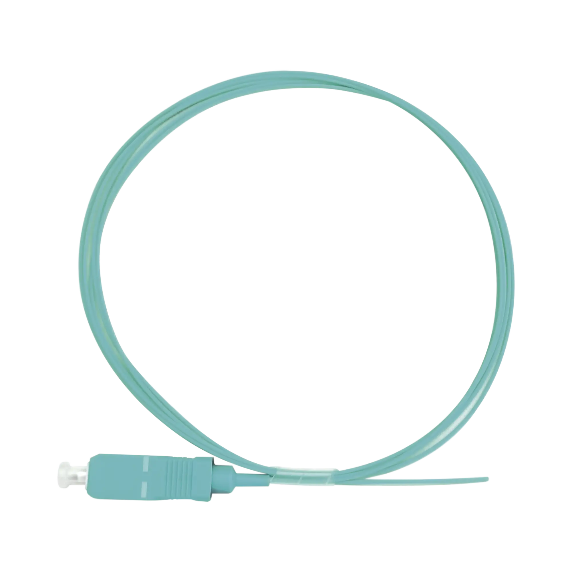 Pigtail de Fibra Óptica Simplex SC, PVC, OM3 50/125, Aqua, 1 metro