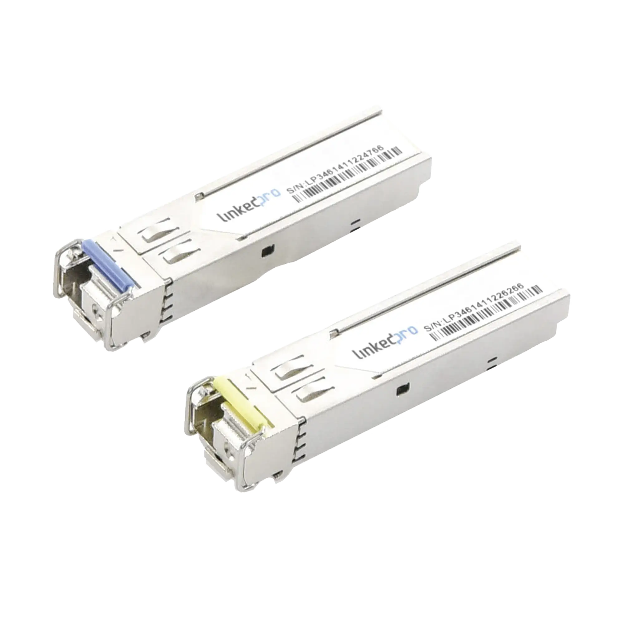 Transceptores Ópticos Industriales Bidireccionales SFP (Mini-Gbic) / Monomodo 1310 & 1550 nm / 1.25 Gbps / 1000BASE-BX / Conector LC/UPC Simplex / DDM / Hasta 10 km / 2 Piezas