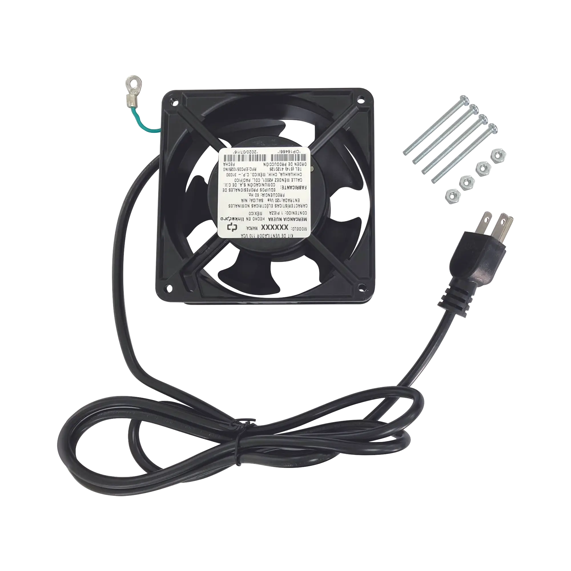 Ventilador 110 Vca de 12 x 12 cm con Cable y Clavija