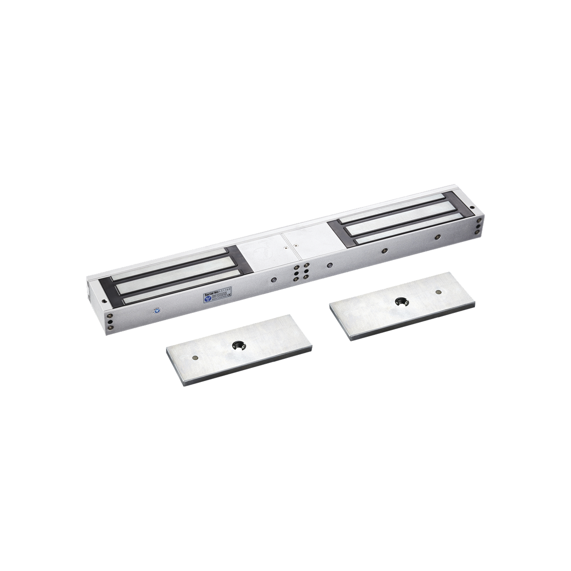 Chapa Magnética Doble para Aplicación en Puertas de Doble Hoja. 1200 lbs(x 2). LED