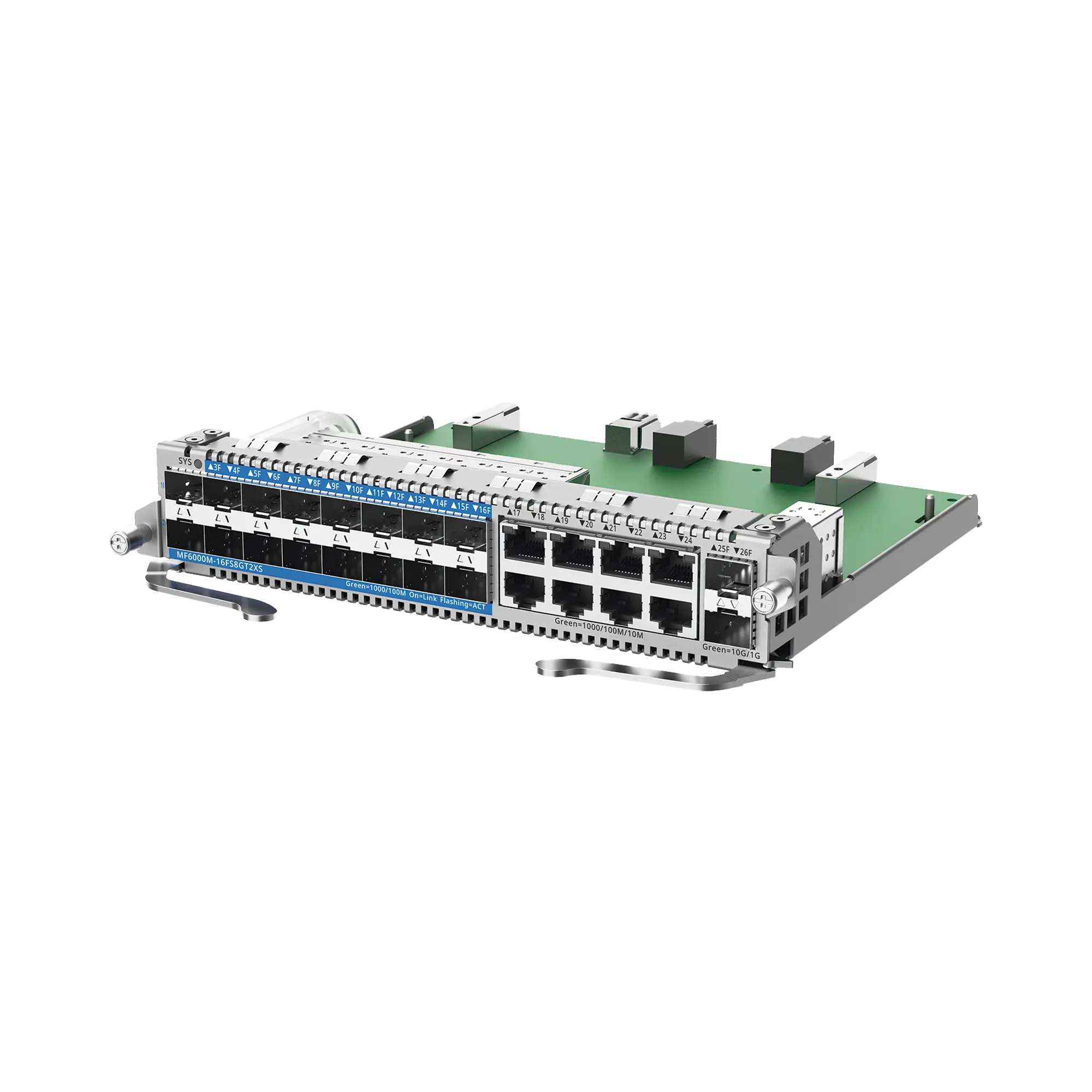 e-Lighten Tarjeta Modular para OLT modelo RG-NBF6002M, 16 puertos PON/SFP 1G, 8 puertos Ethernet de 1G y 2 puertos SFP+ 10G