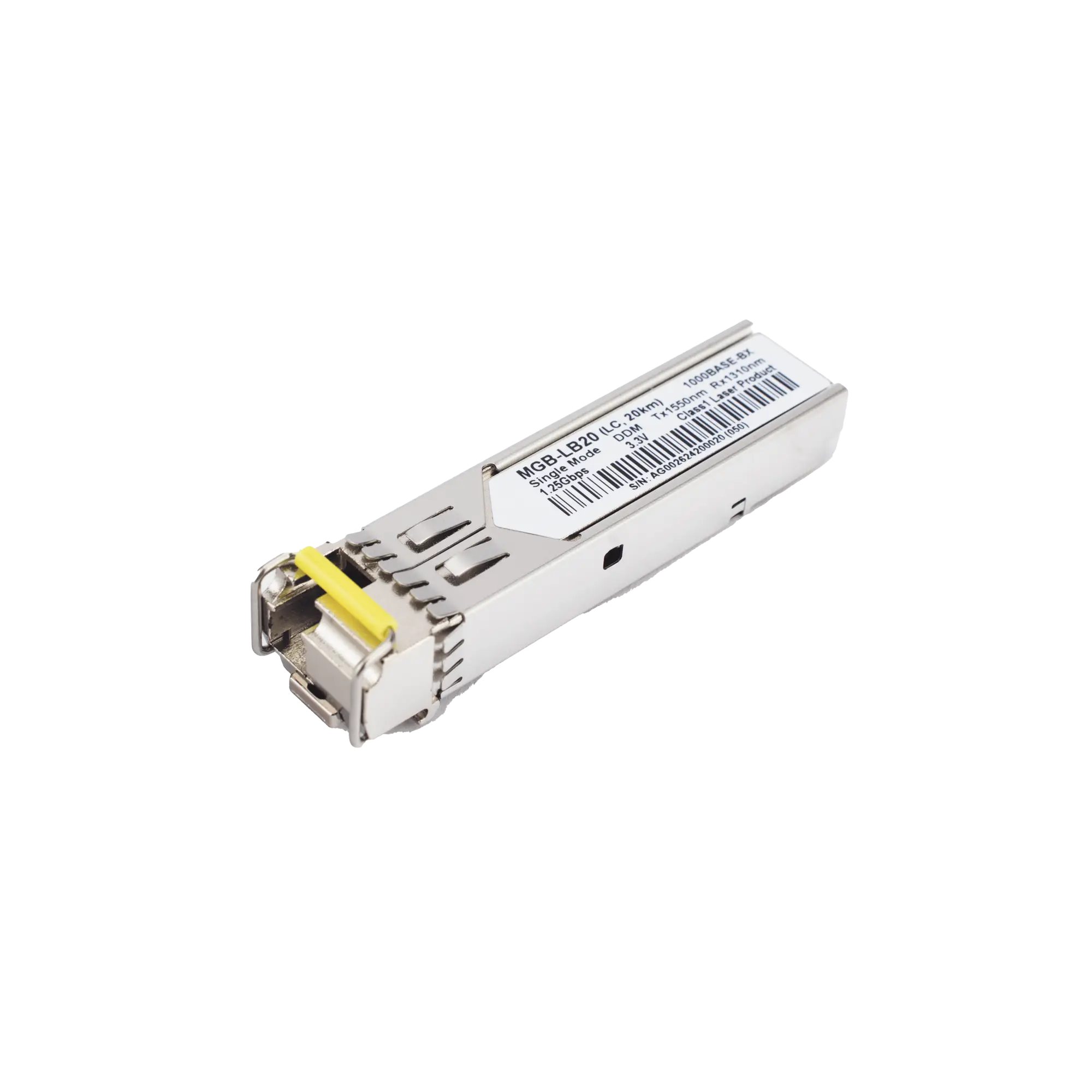 Transceptor mini-Gbic SFP 1G LC TX:1550nm RX:1310 para fibra Mono Modo 20 Km WDM, Requiere MGB-LA20