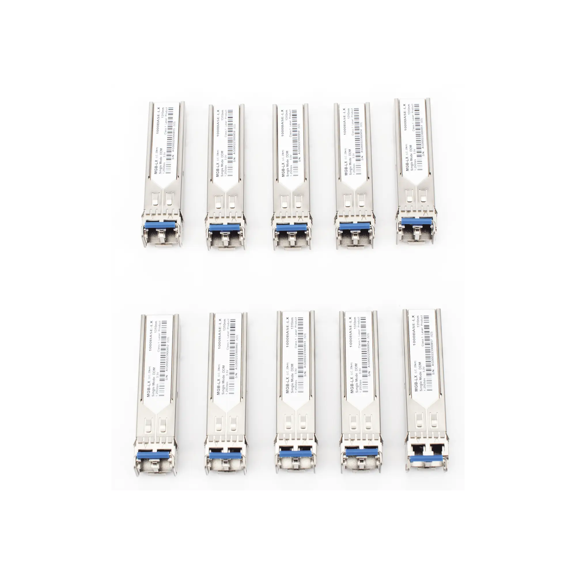 Paquete de 10 Piezas del Transceptor Industrial mini-Gbic SFP 1G LC TX:1310nm Para Fibra Mono Modo 20 Km
