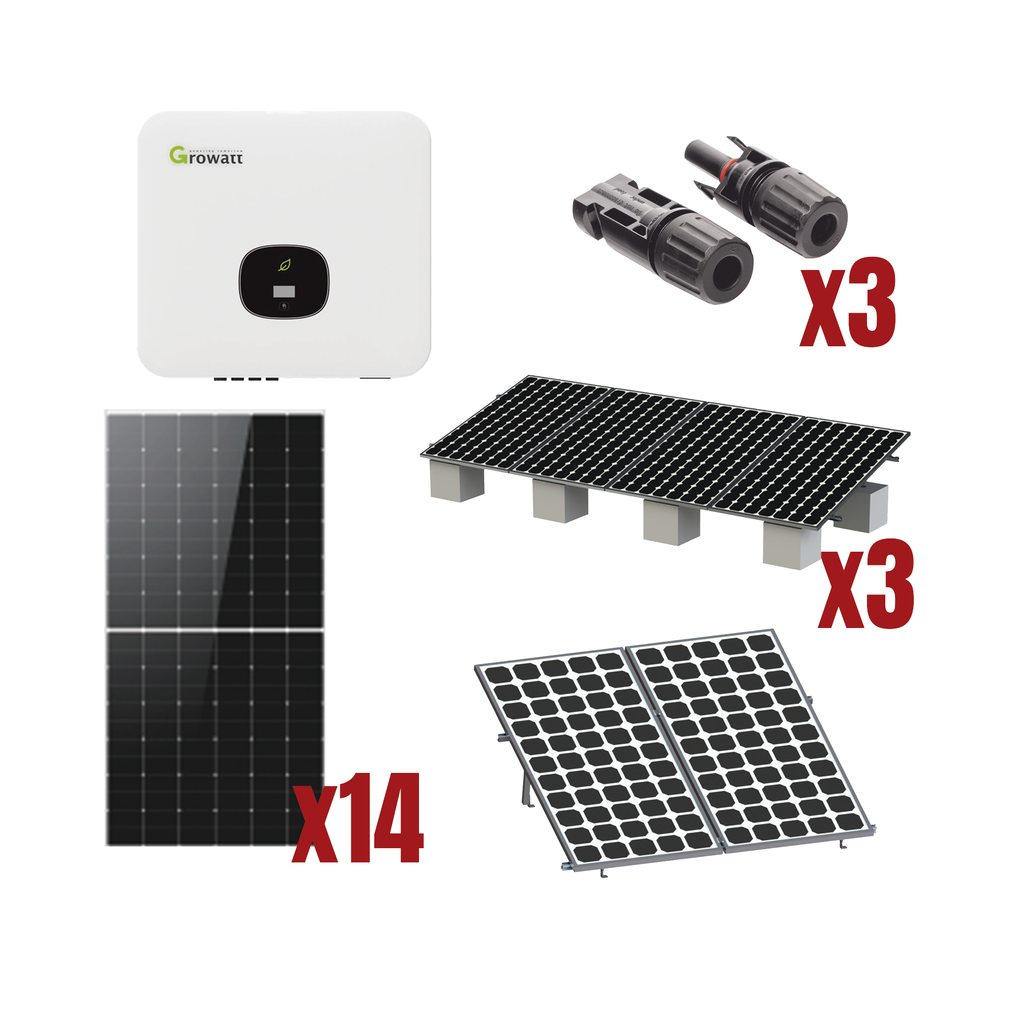 Kit Solar Interconexion  / 8kW  220Vca / Inversor GROWATT / Montaje Incluido