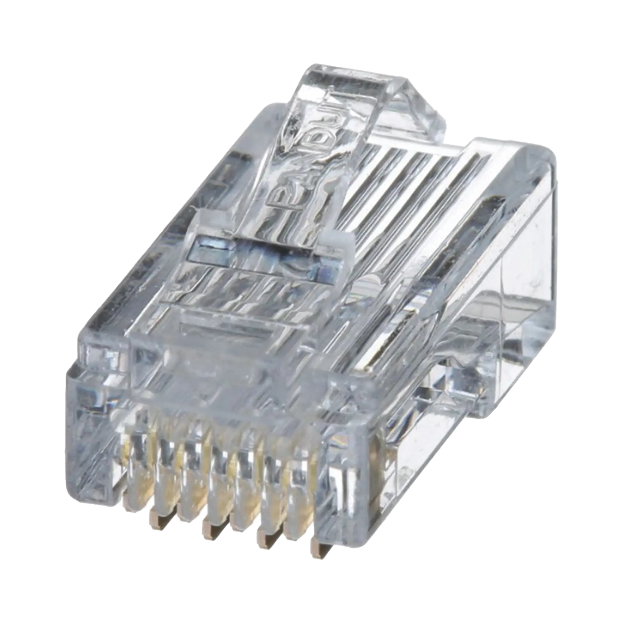Plug RJ45 Cat5e, Para Cable UTP de Calibres 24-26 AWG, Chapado en Oro de 50 micras, Paquete de 100 piezas