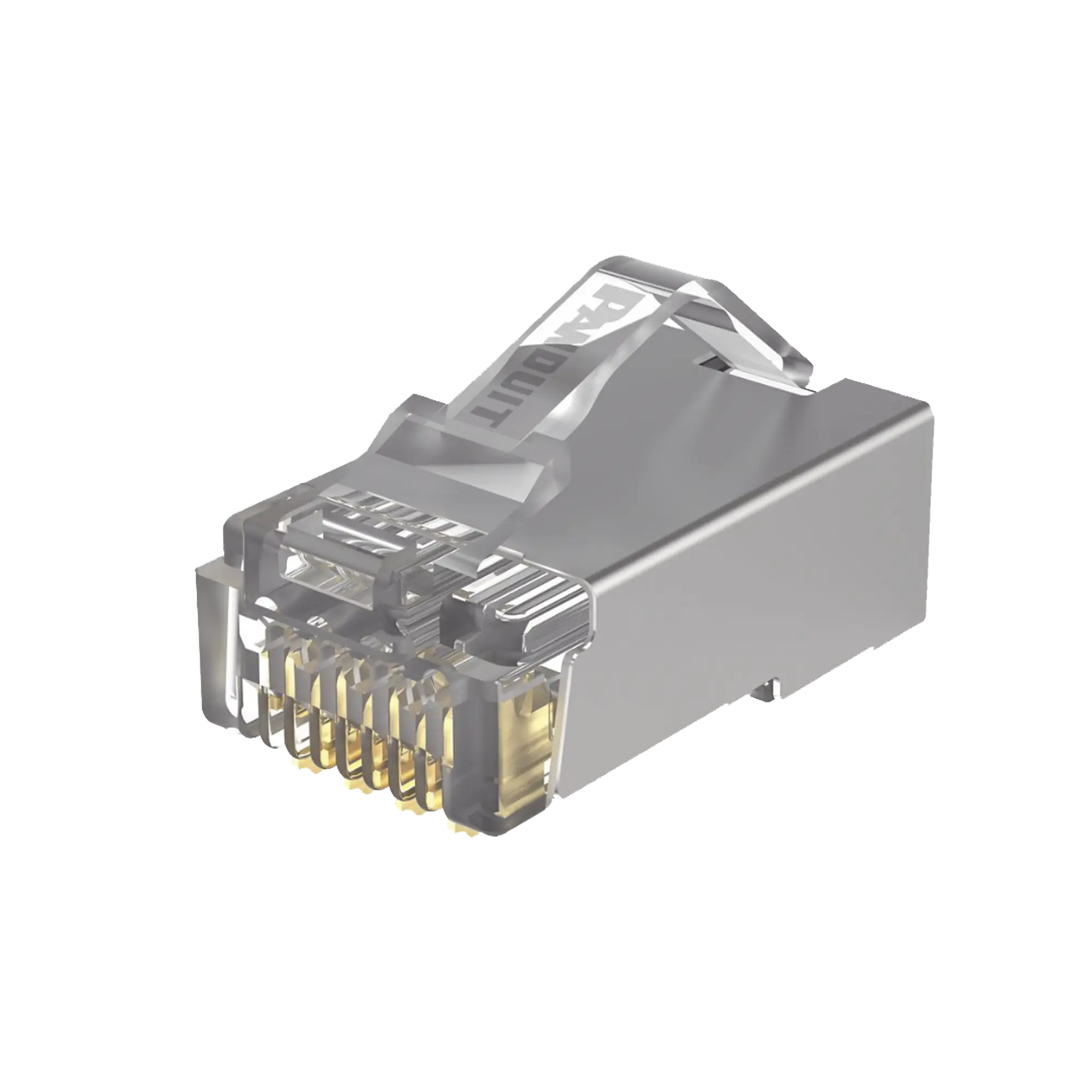 Plug RJ45 Cat5e Blindado, Para Cable UTP de Calibres 24-26 AWG, Chapado en Oro de 50 micras, Paquete de 100 piezas