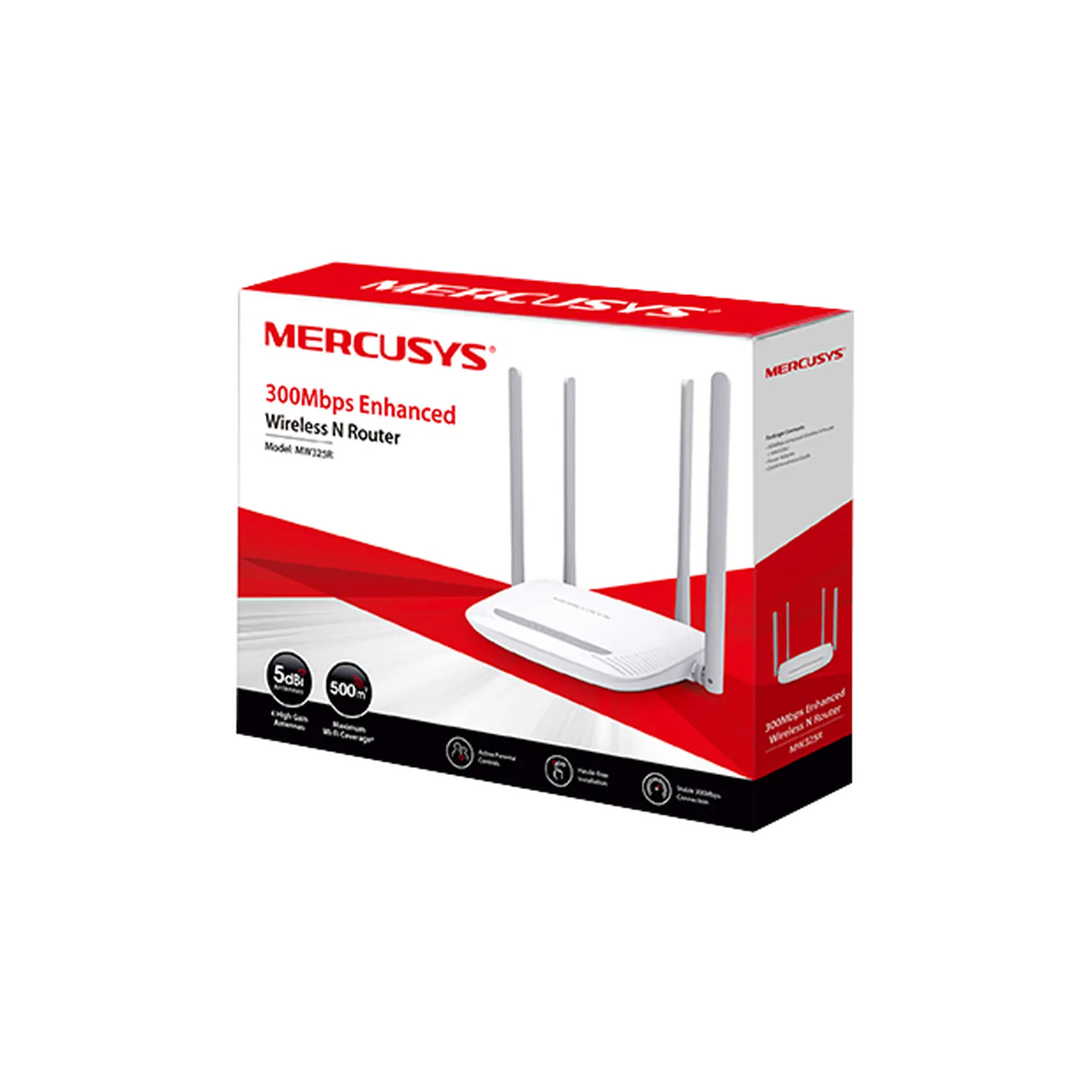 Router Inalámbrico N Mejorado / 2.4 GHz de 300 Mbps / 1 Puerto WAN 10/100 Mbps / 3 Puertos LAN 10/100 Mbps / 4 Antenas de 5 dBi