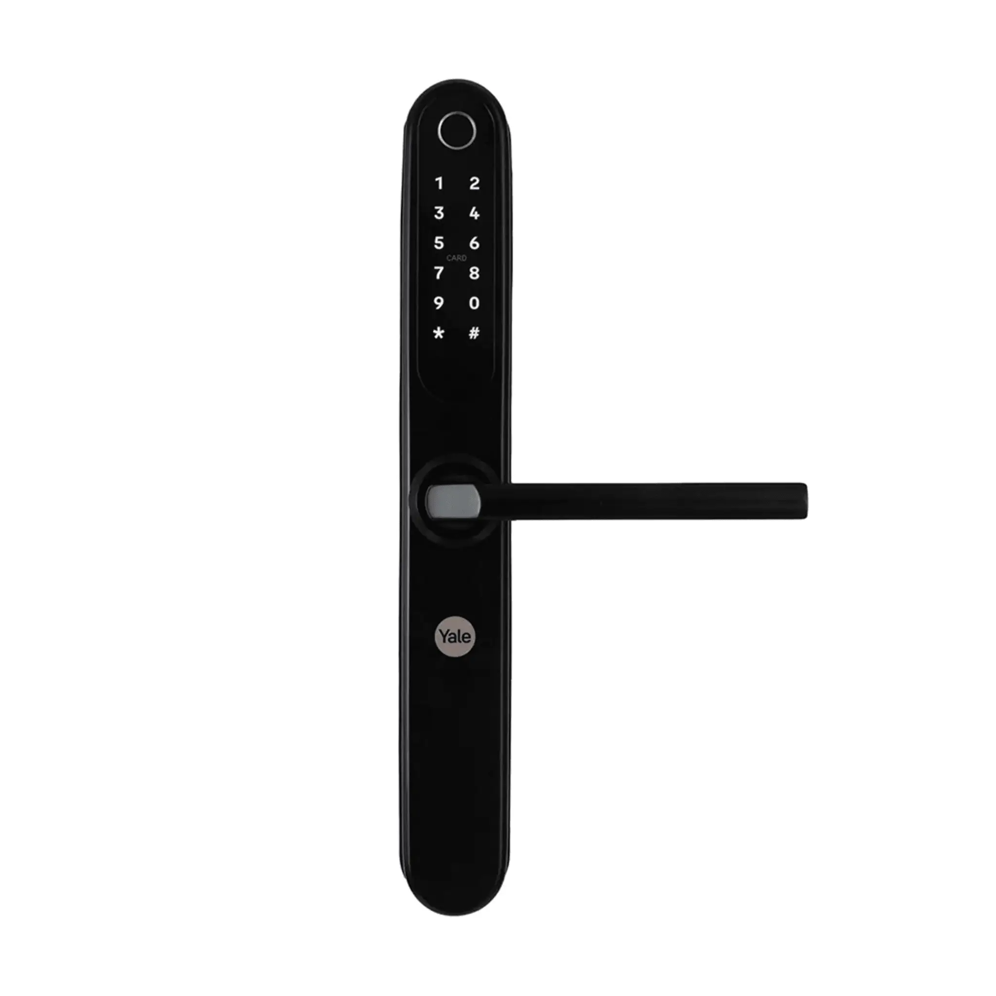 Cerradura Eléctrica Digital Yale YSD100 / Mecanismo 2885 Negro / HUB Yale Connect / 100 Códigos y Huellas / 3 Tarjetas Proximidad / Compatible Alexa y Google / Para Perfiles Aluminio 1″