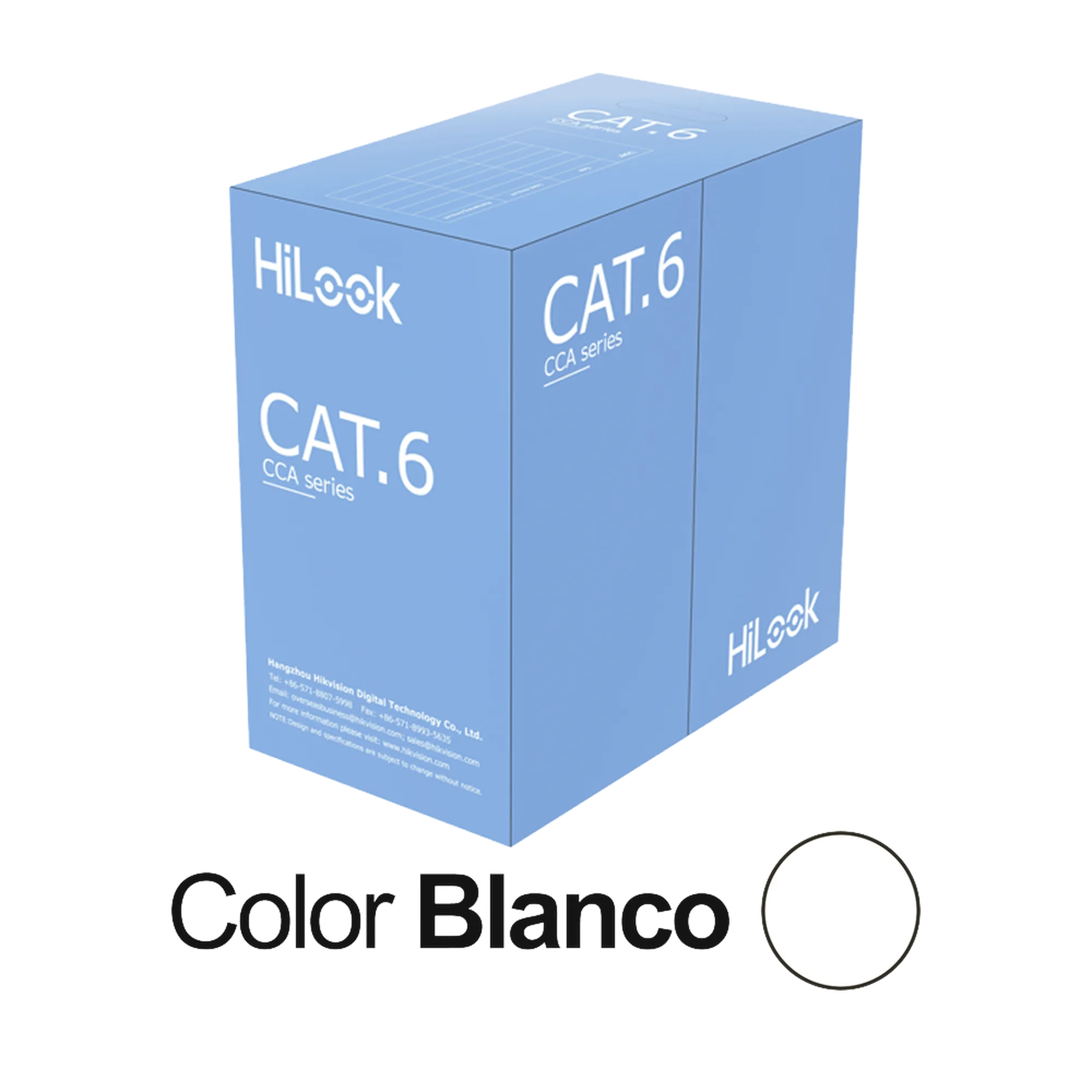 Bobina de Cable UTP 305 Mts / Cat 6 (24 AWG) / Color Blanco / PVC (CM) / Uso en Interior / CCA (Cobre con Aluminio) / Aplicaciones de CCTV y Redes de Datos