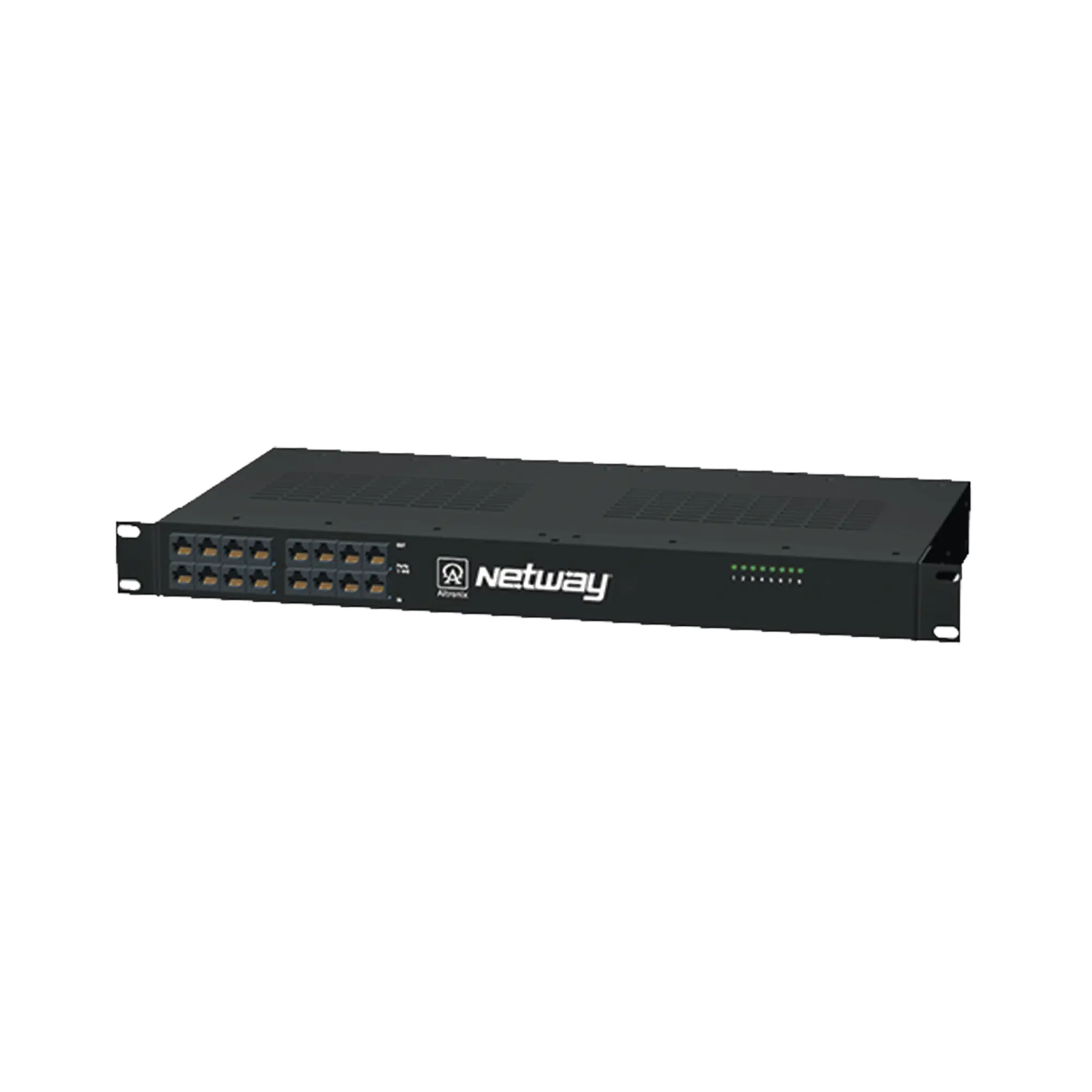 Midspan de 8 puertos, montaje en rack de 19″. Ofrece alimentación PoE a los dispositivos alcanzando distancias de hasta 600m.
