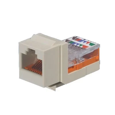 Conector Jack Estilo Leadframe, Tipo Keystone, CategorÃa 5e, de 8 posiciones y 8 cables, Color Blanco mate