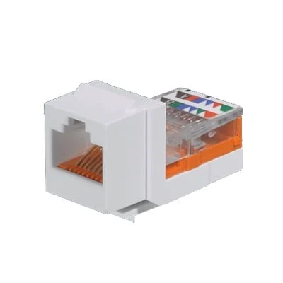 Conector Jack Estilo Leadframe, Tipo Keystone, CategorÃa 5e, de 8 posiciones y 8 cables, Color Blanco