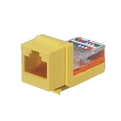 Conector Jack Estilo Leadframe, Tipo Keystone, CategorÃa 5e, de 8 posiciones y 8 cables, Color Amarillo