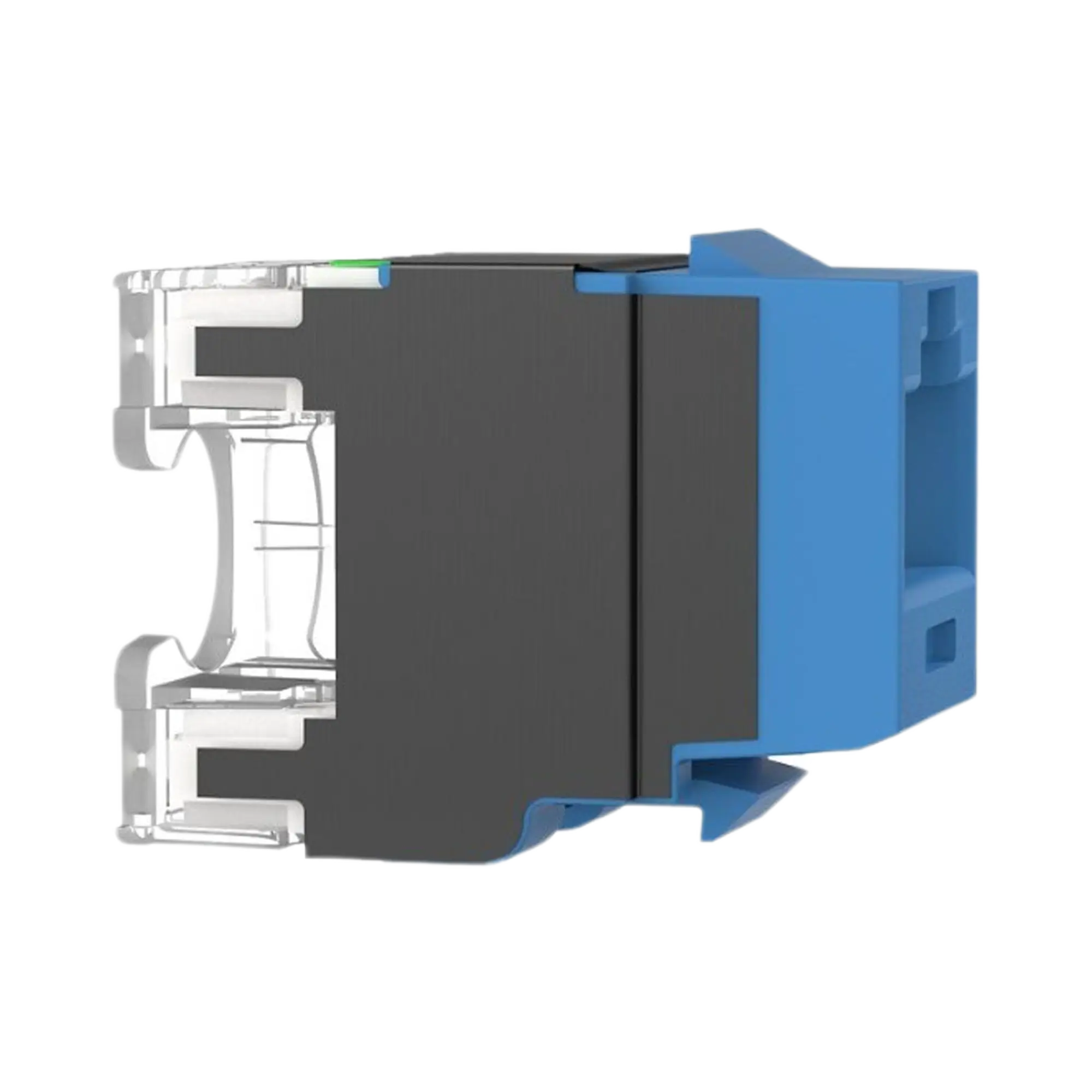 Conector Jack Estilo 110 (de Impacto), Tipo Keystone, Categoría 6A, de 8 posiciones y 8 cables, Color Azul