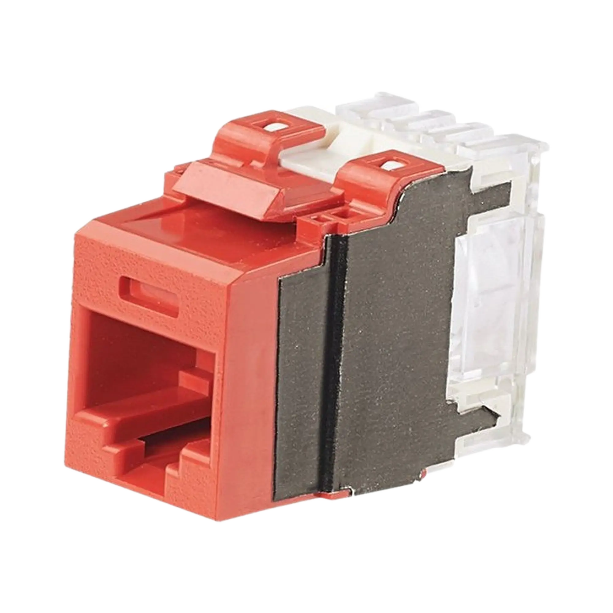 Conector Jack Estilo 110 (de Impacto), Tipo Keystone, Categoría 6A, de 8 posiciones y 8 cables, Color Rojo