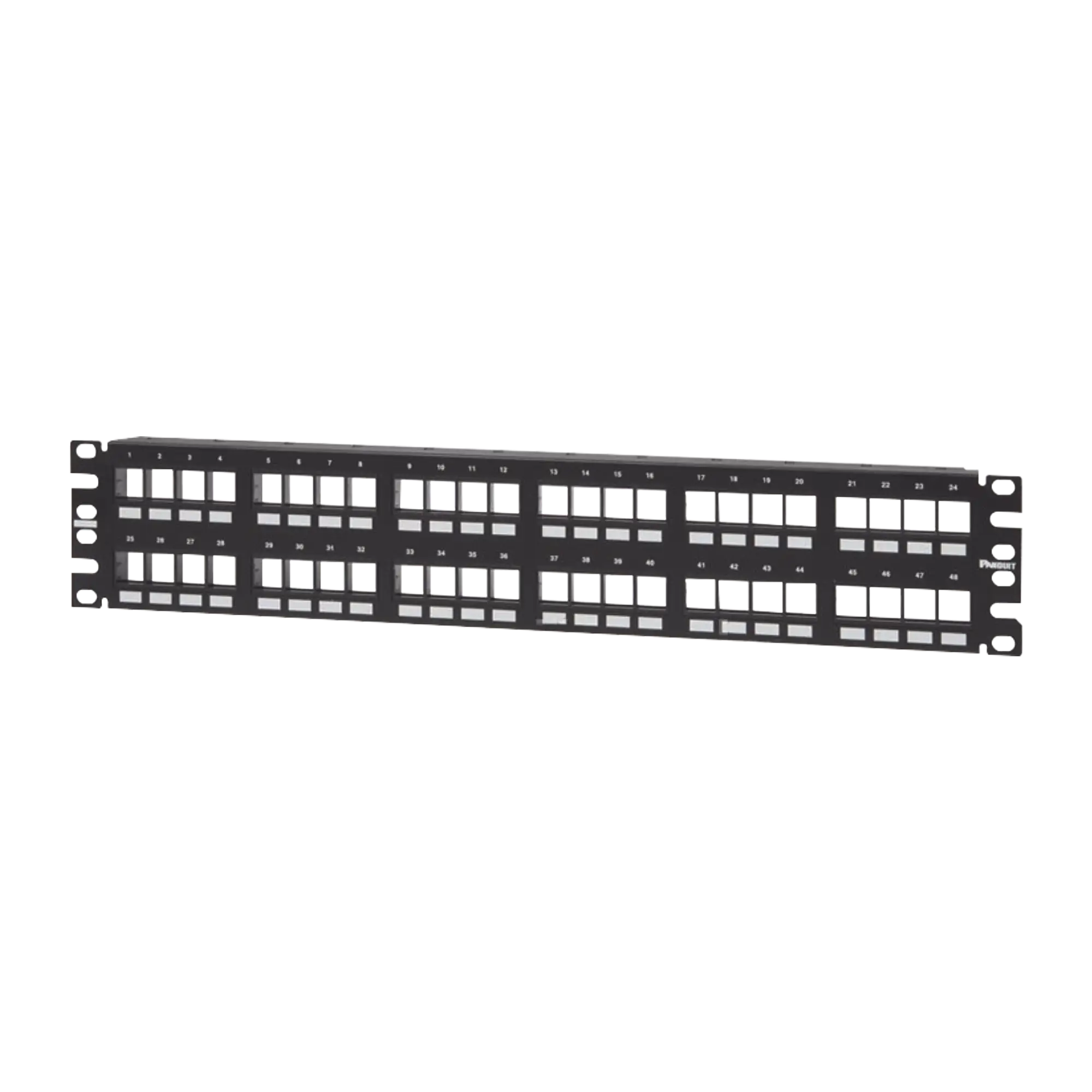 Panel de Parcheo Modular Keystone (Sin Conectores), Numerado y Espacio para Etiquetas, de 48 puertos, 2UR
